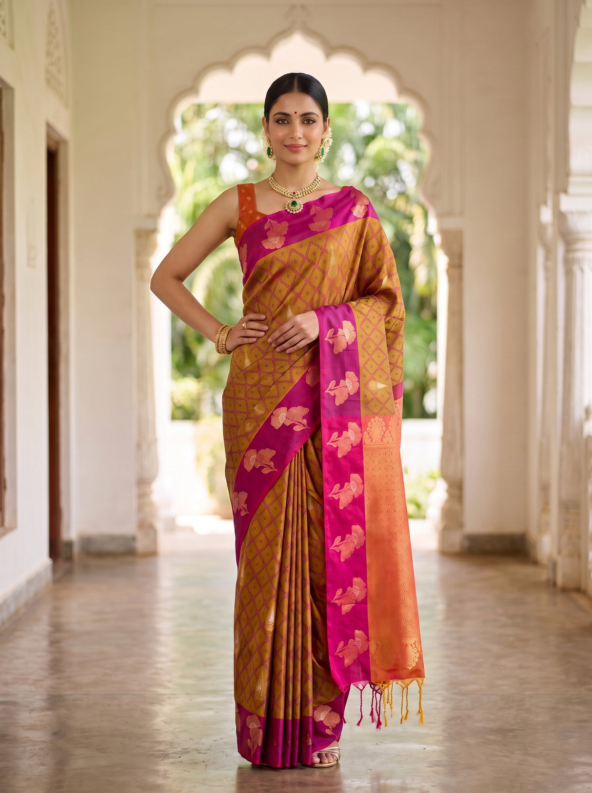MIMOSA Mustard Saree Saree — pose 4 styling detail