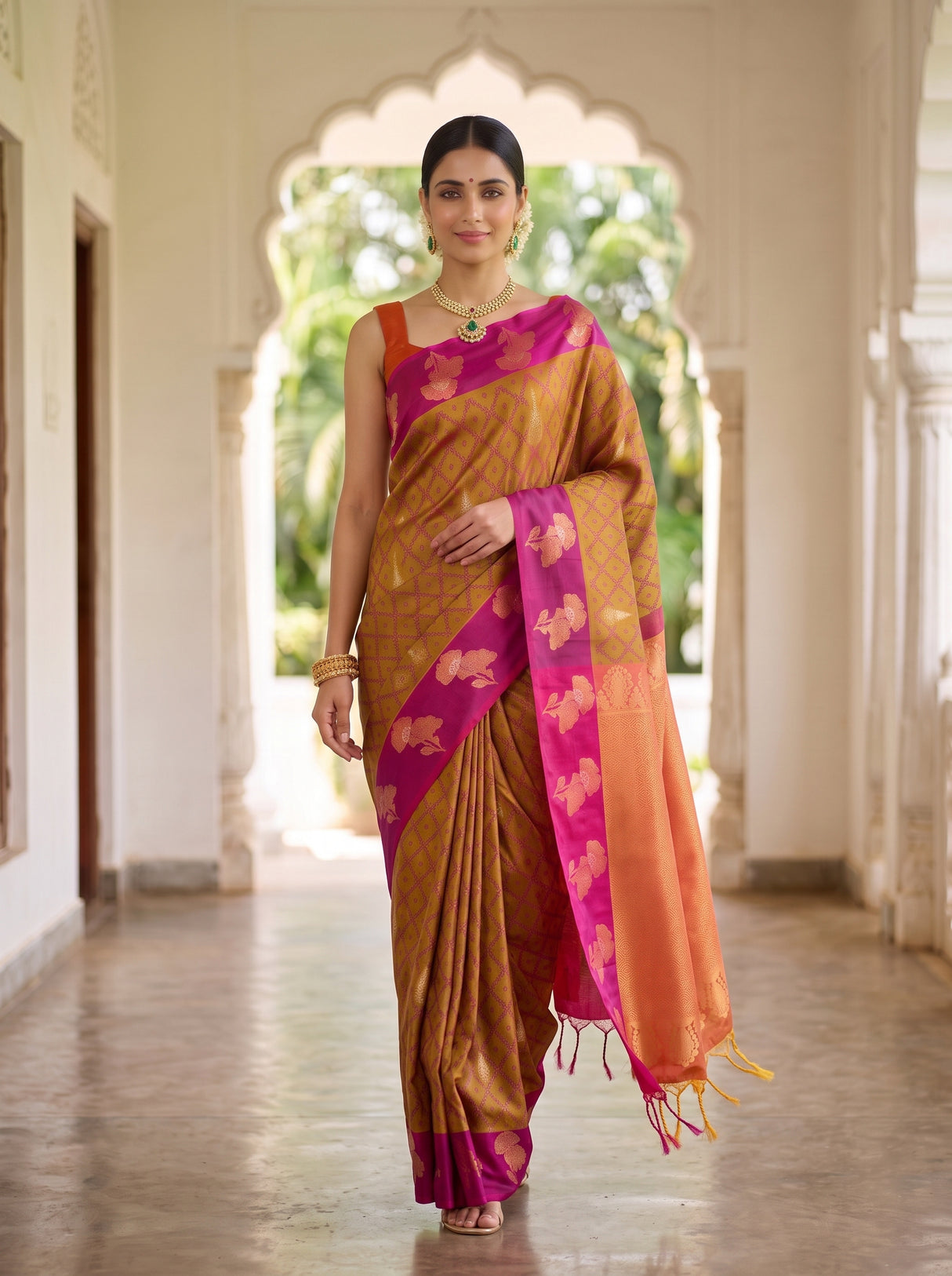 MIMOSA Mustard Saree Saree — pose 6 styling detail