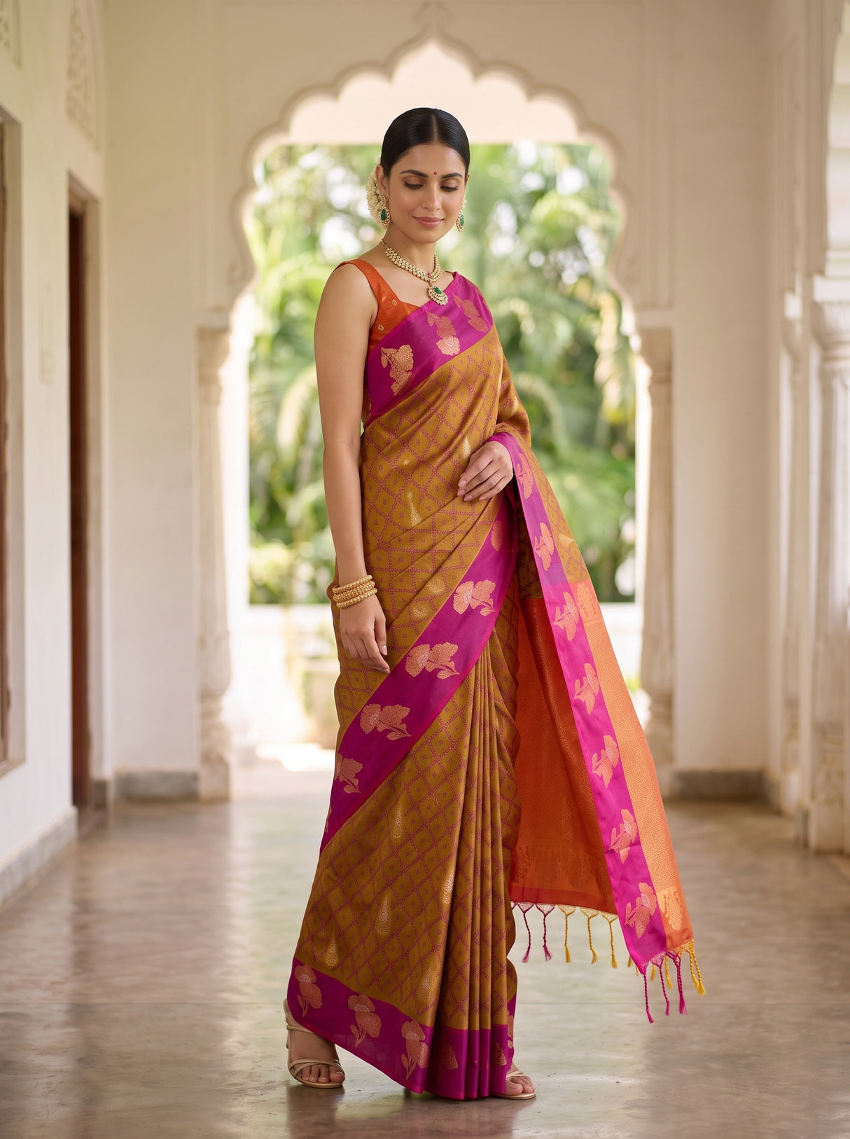 MIMOSA Mustard Saree Saree — pose 9 styling detail