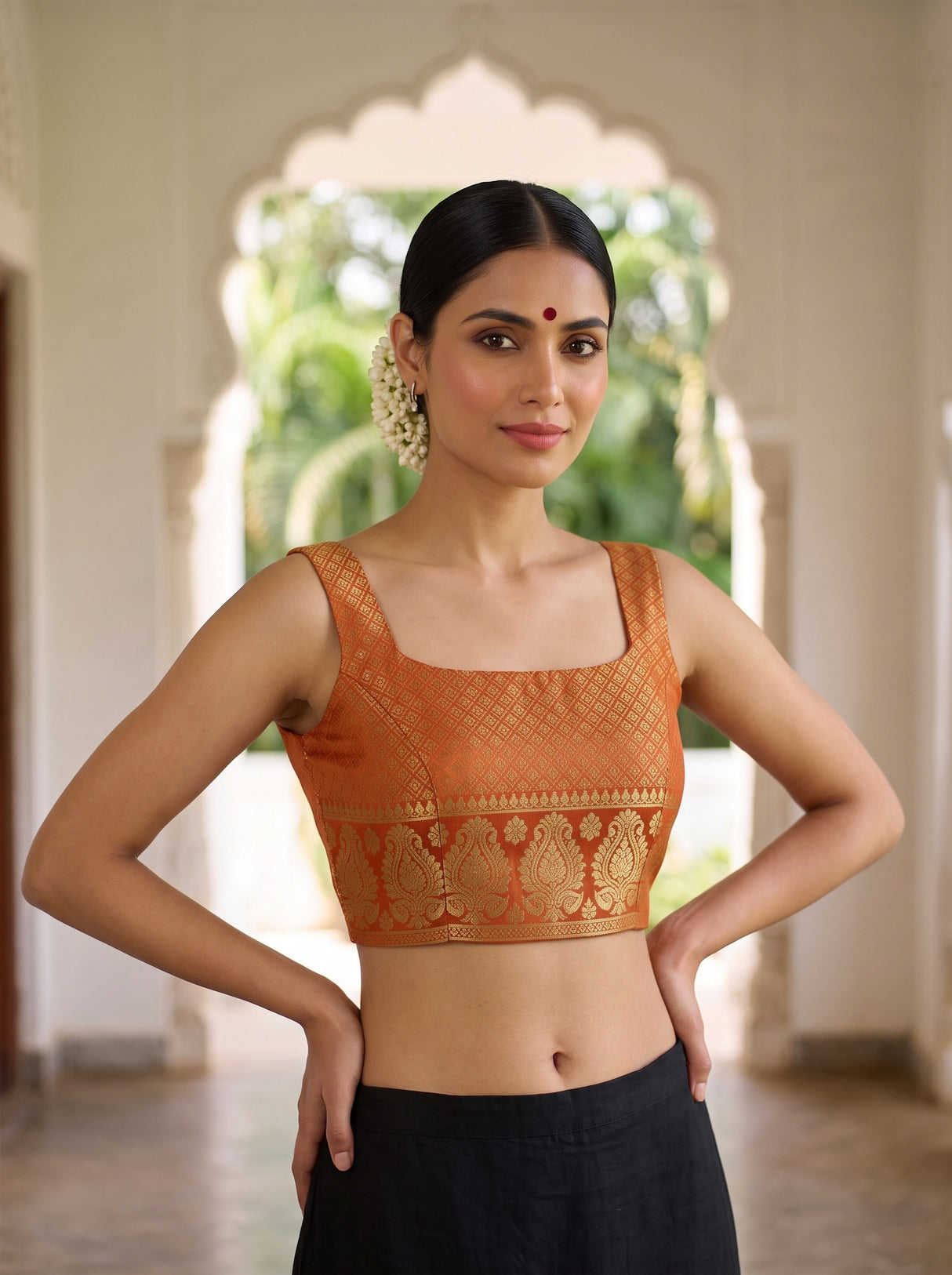 MIMOSA Mustard Saree Saree — blouse close-up