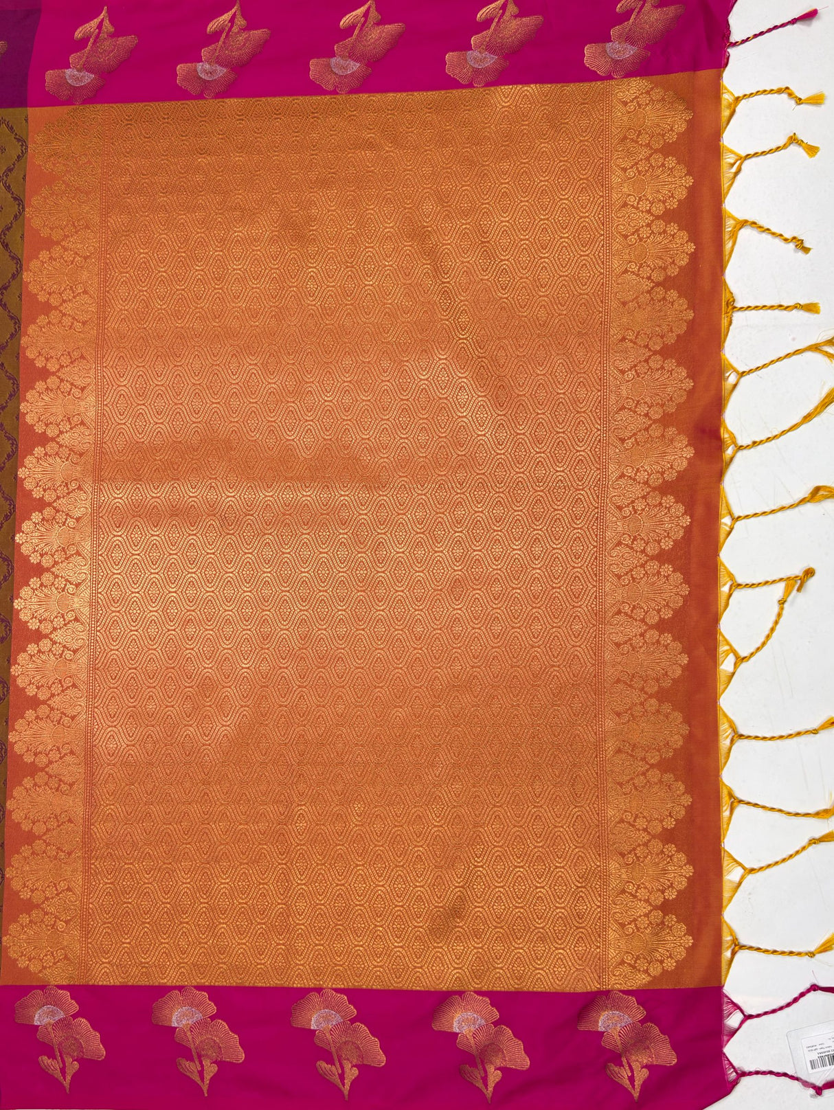 MIMOSA Mustard Saree Saree — pallu and zari work detail