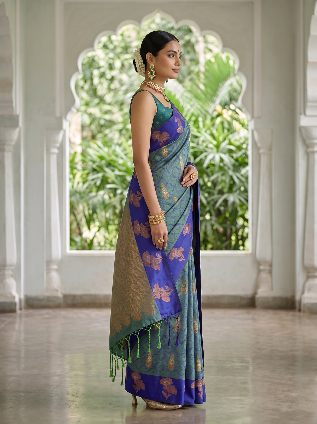MIMOSA Sapphire Saree Saree — pose 3 styling detail