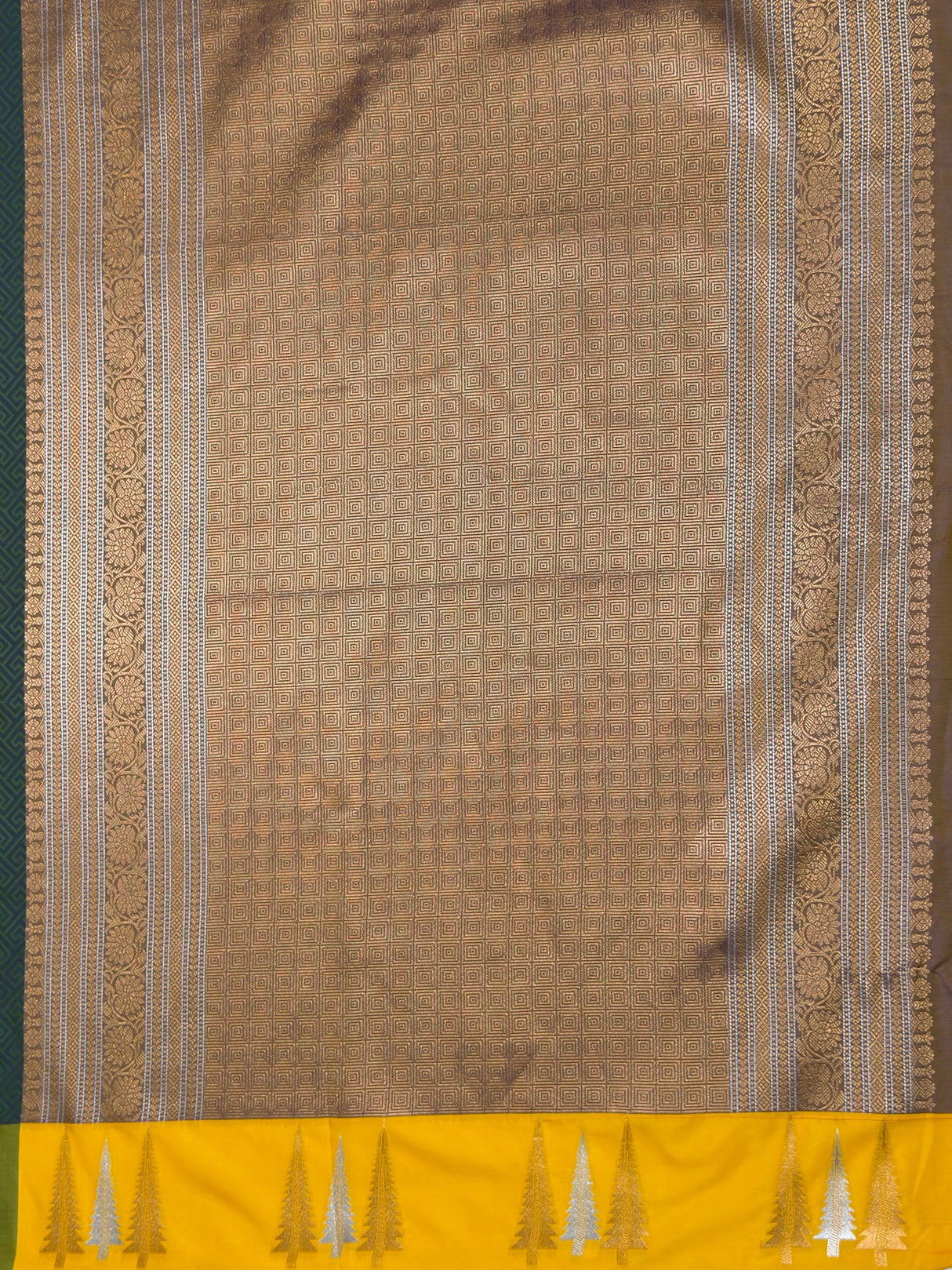 MIMOSA Bottle Green Saree Saree — pallu and zari work detail