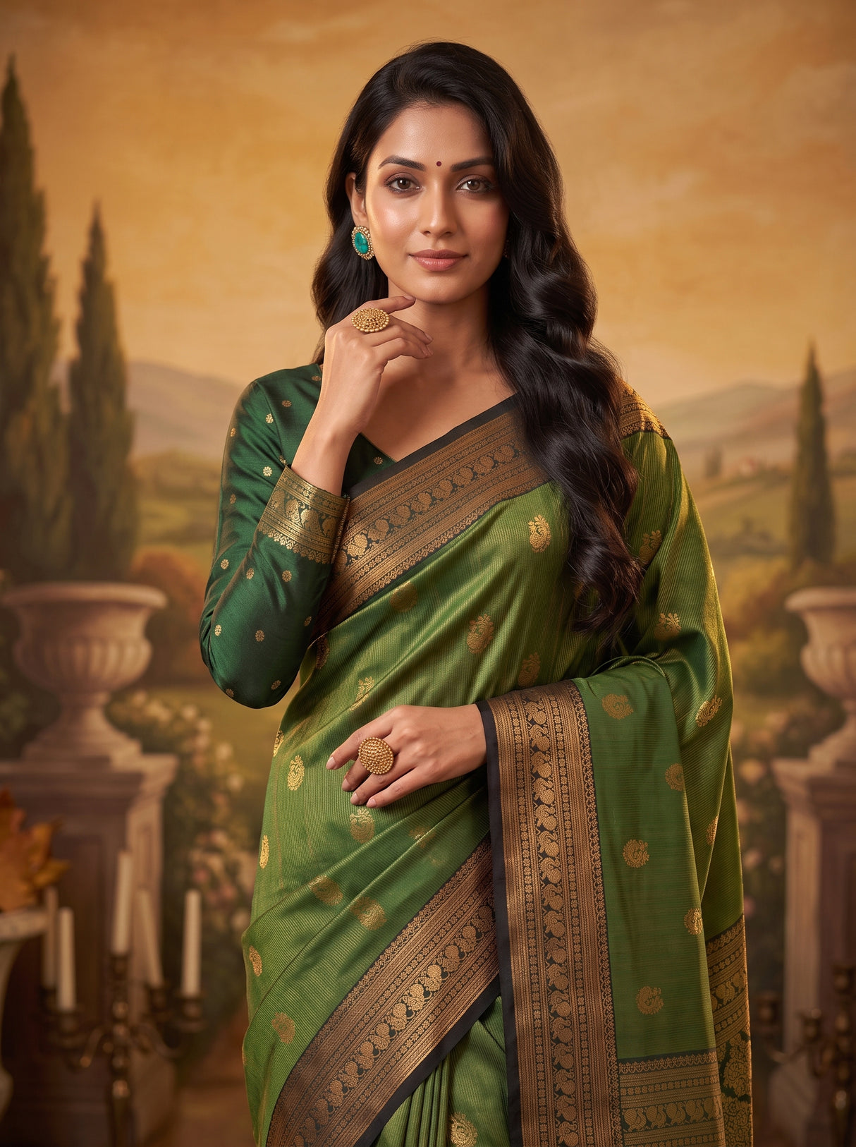 MIMOSA Green Saree Saree — pose 10 styling detail
