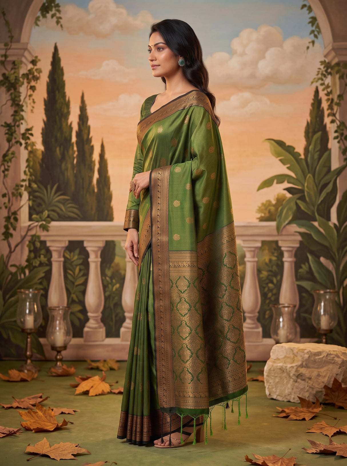 MIMOSA Green Saree Saree — pose 3 styling detail