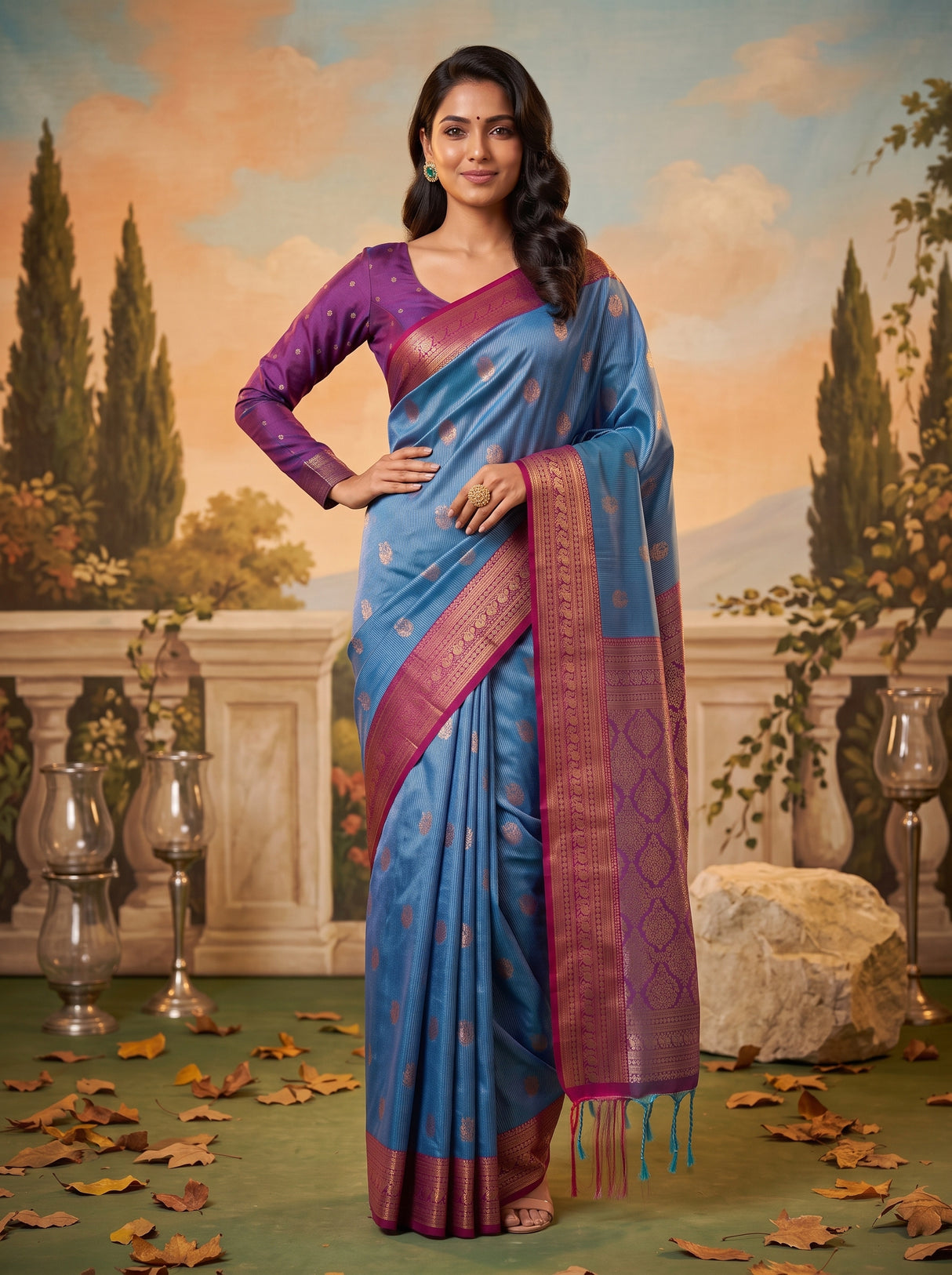 MIMOSA Sapphire Saree Saree — pose 4 styling detail