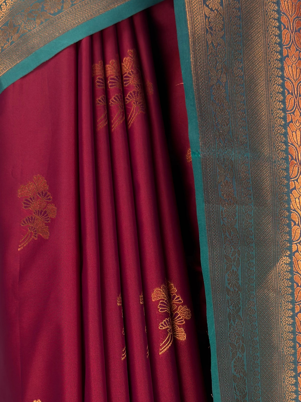 MIMOSA Maroon Saree Saree — fleets shot full lifestyle