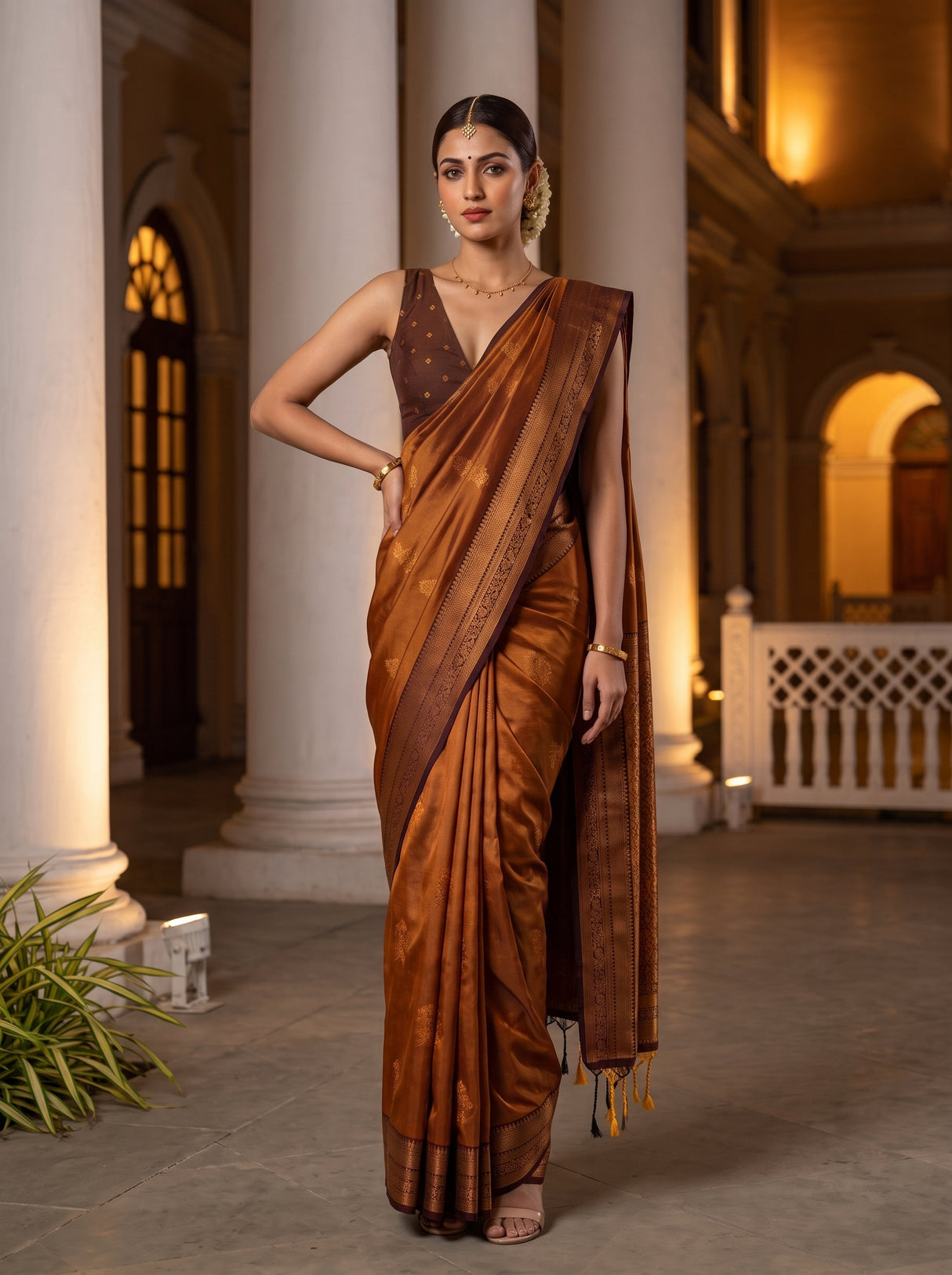 MIMOSA Mustard Saree Saree — pose 4 styling detail