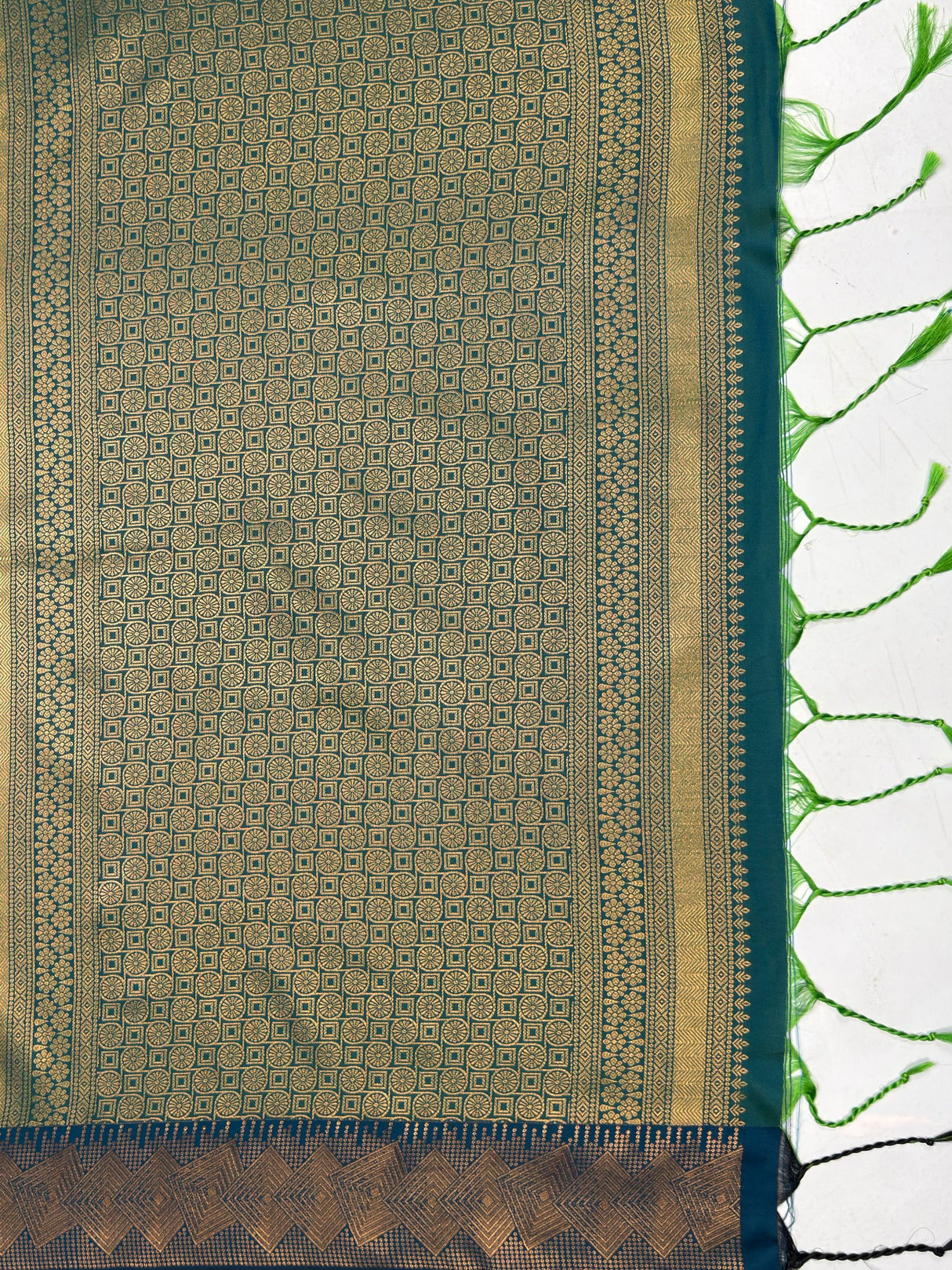 MIMOSA Rama Saree Saree — pallu and zari work detail