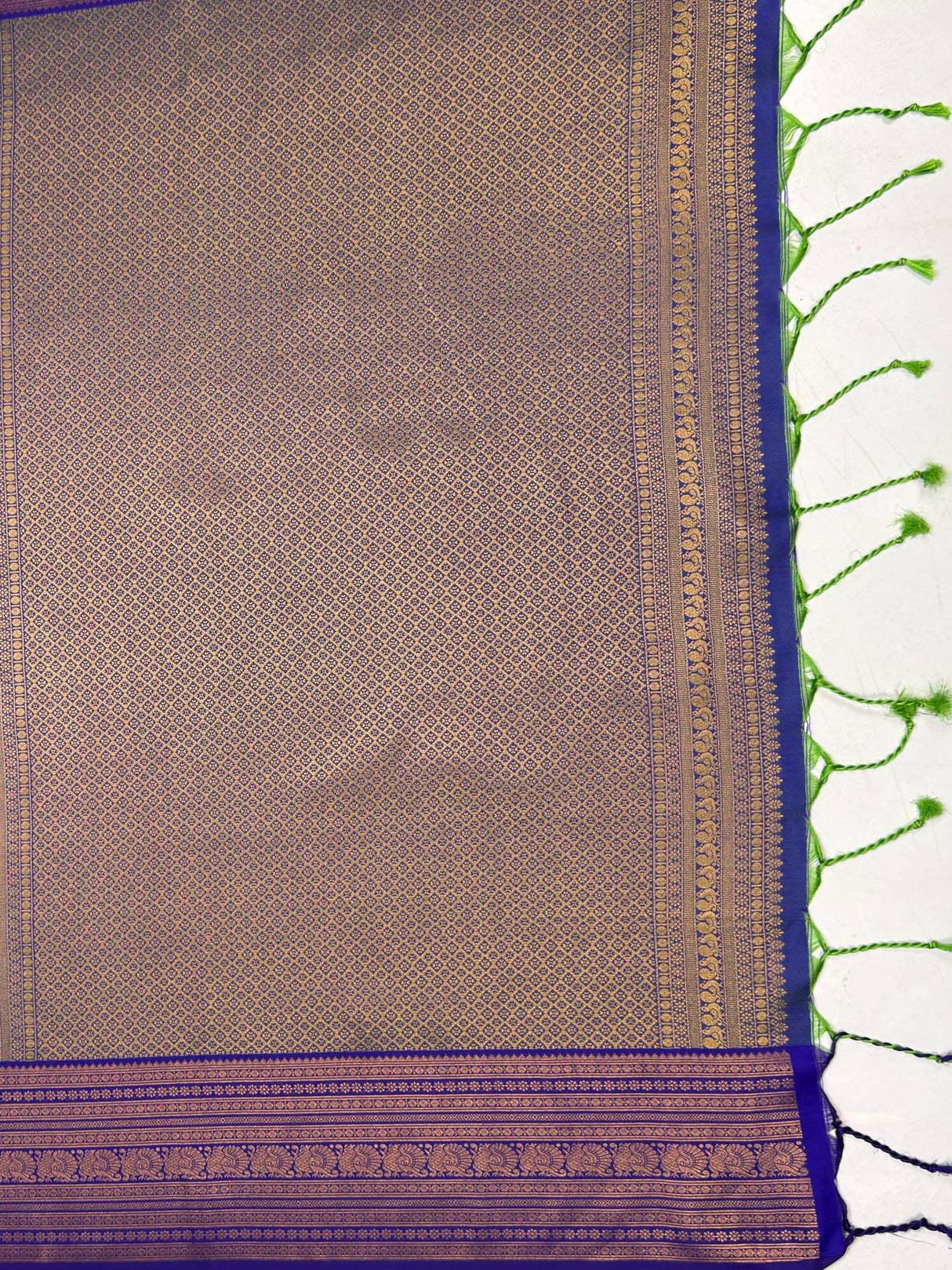 MIMOSA Green Saree Saree — pallu and zari work detail