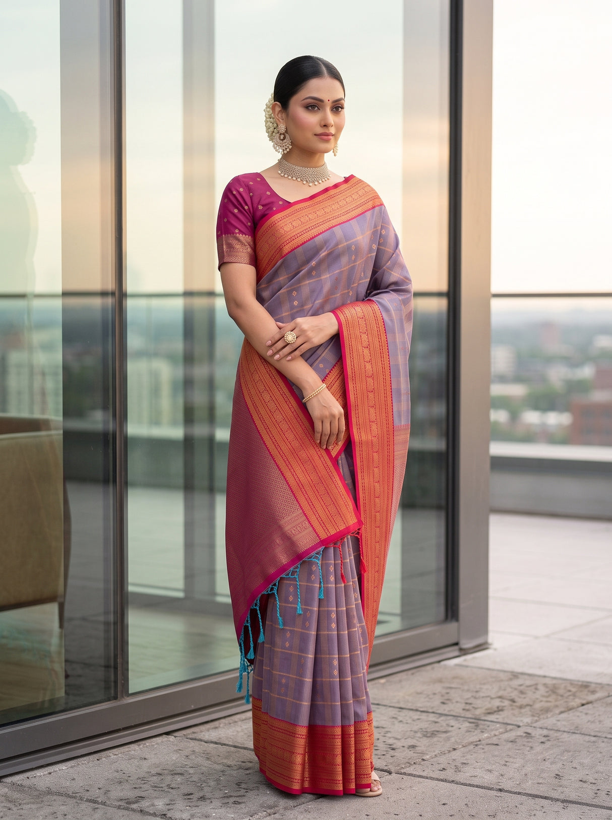 MIMOSA Violet Saree Saree — pose 5 styling detail