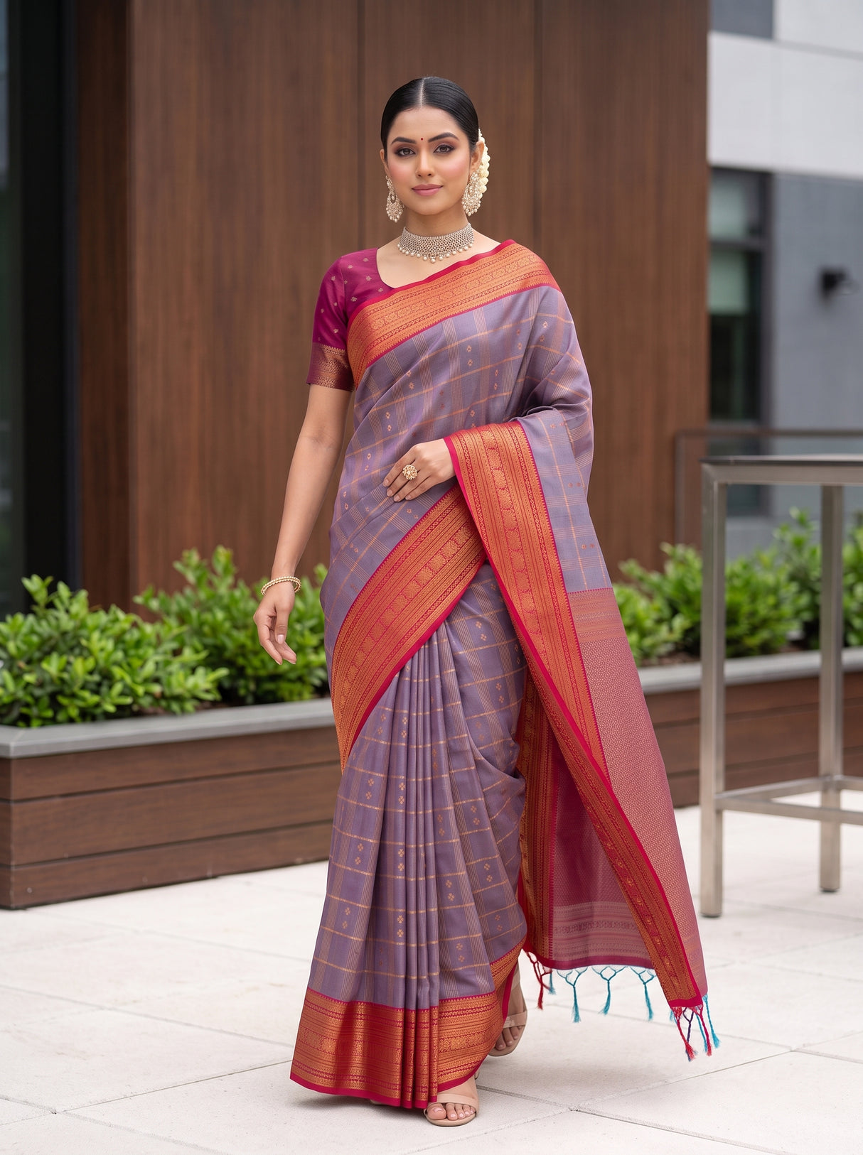 MIMOSA Violet Saree Saree — pose 6 styling detail