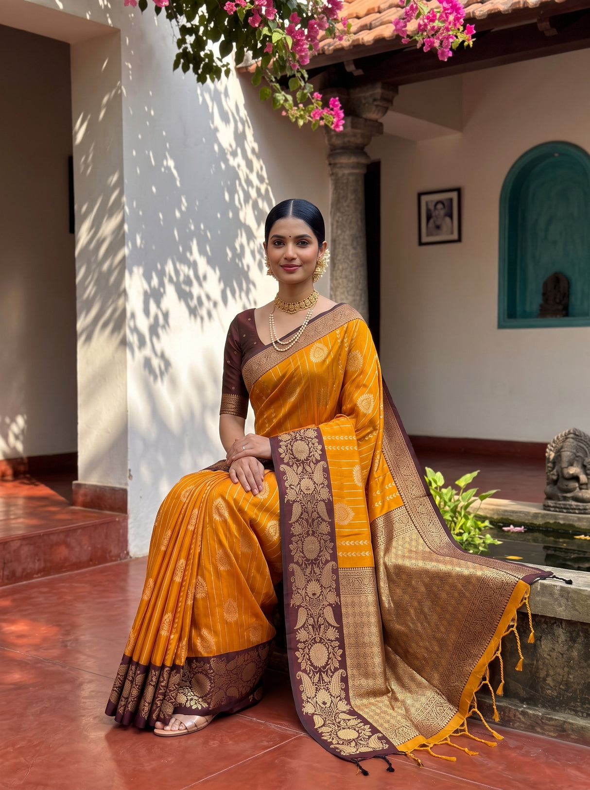 MIMOSA Mustard Saree Saree — pose 8 styling detail