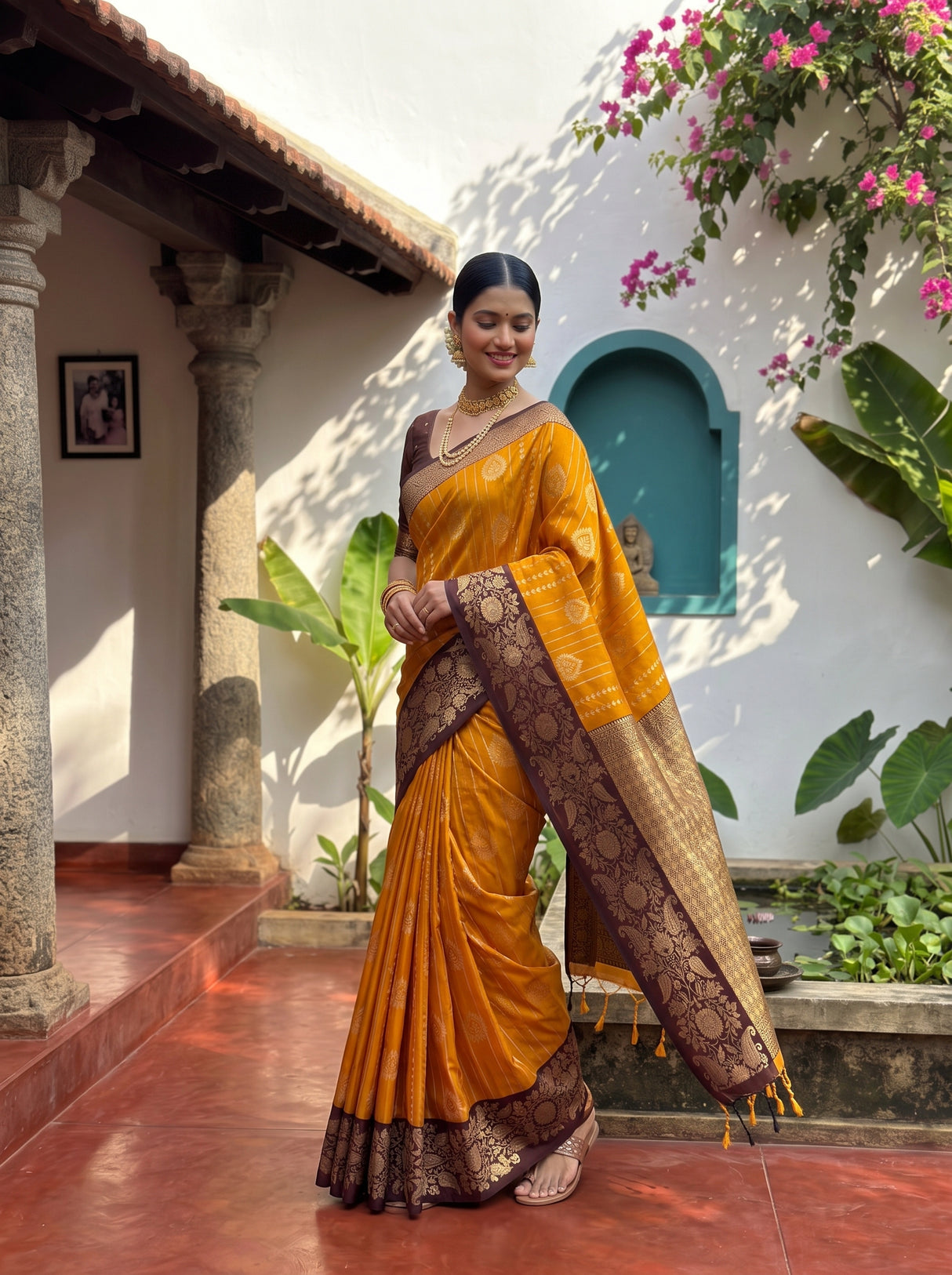 MIMOSA Mustard Saree Saree — pose 9 styling detail