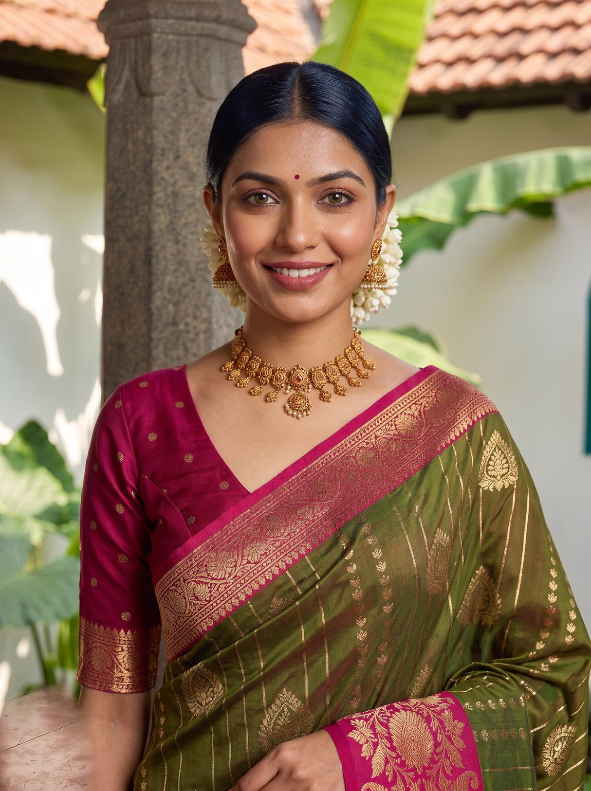 MIMOSA Olive Saree Saree — pose 10 styling detail