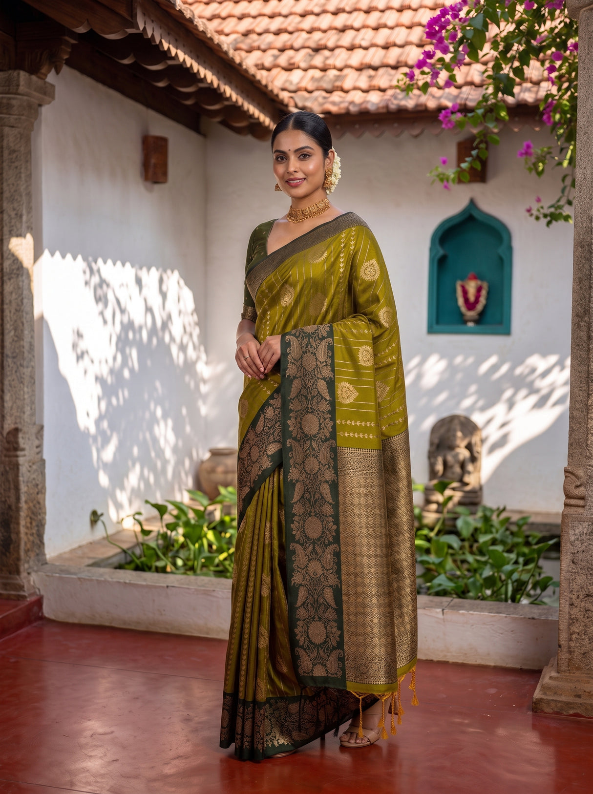 MIMOSA Pista Saree Saree — pose 5 styling detail