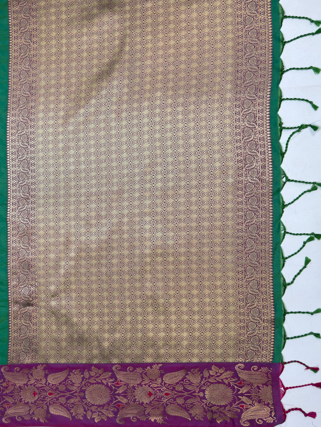 MIMOSA Rama Saree Saree — pallu and zari work detail