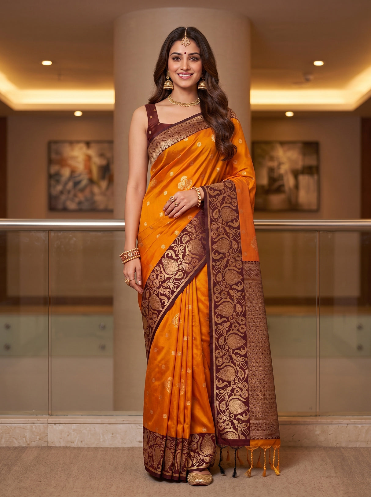 MIMOSA Mustard Saree Saree — pose 10 styling detail
