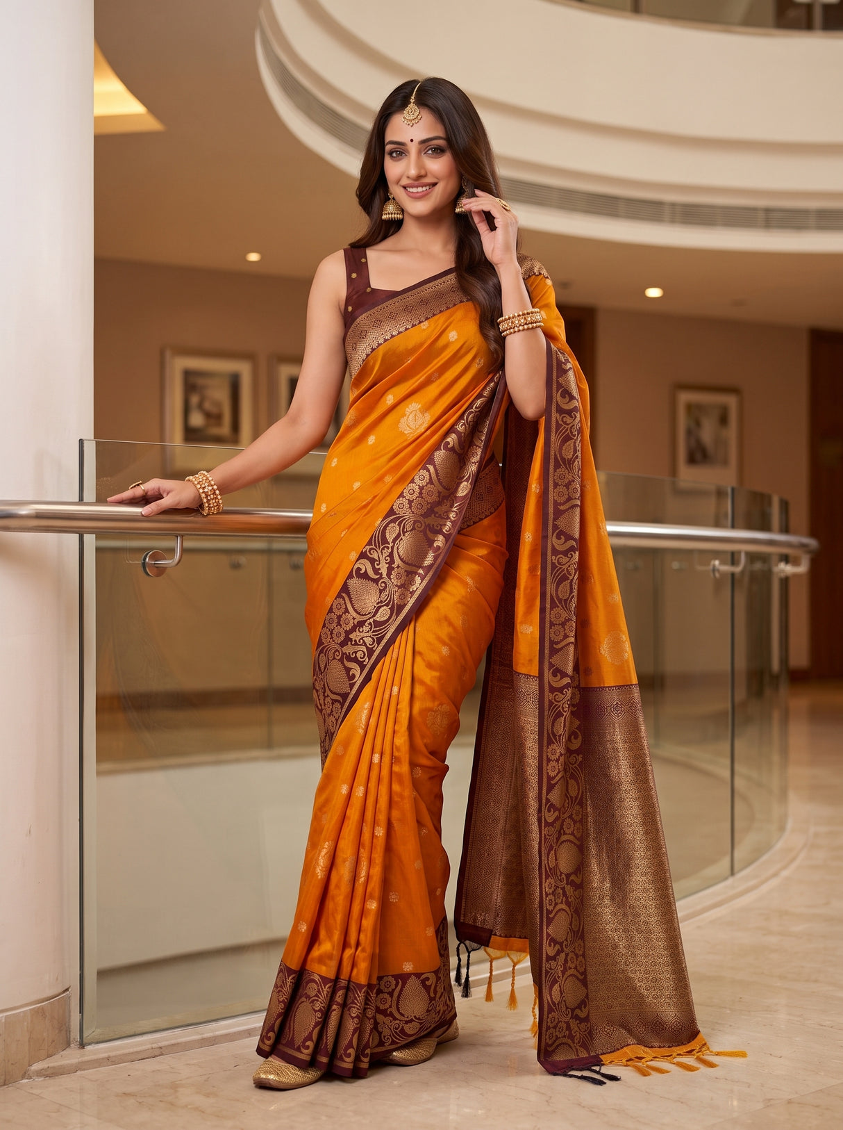 MIMOSA Mustard Saree Saree — pose 5 styling detail
