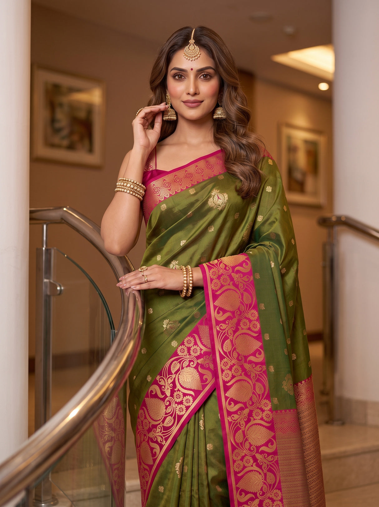 MIMOSA Olive Saree Saree — pose 10 styling detail