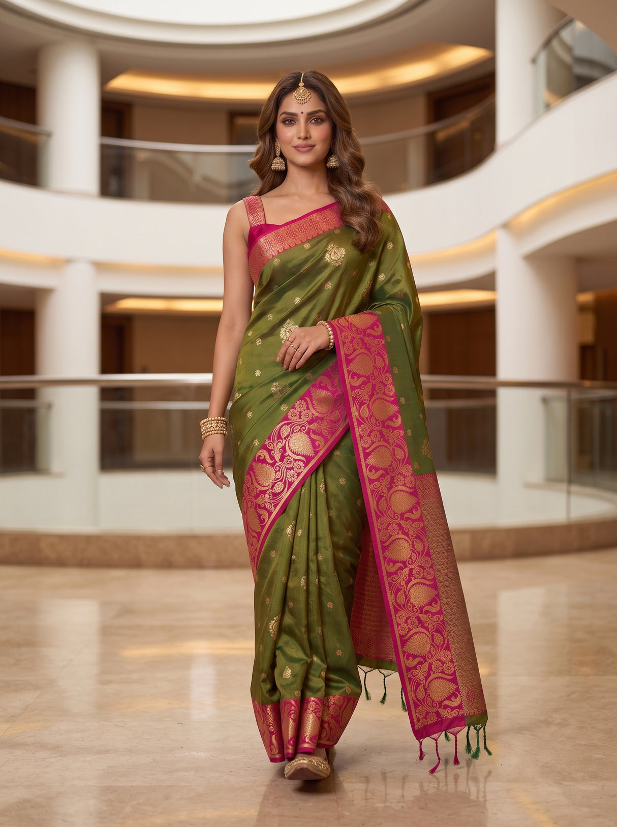 MIMOSA Olive Saree Saree — pose 6 styling detail