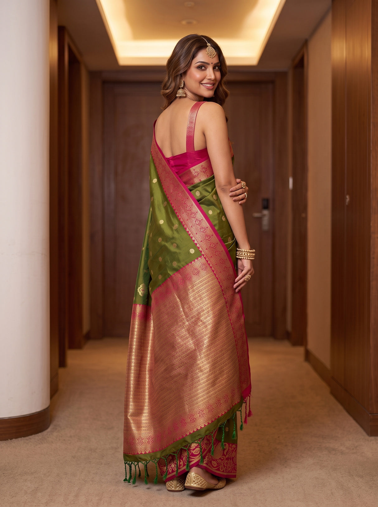 MIMOSA Olive Saree Saree — pose 7 styling detail