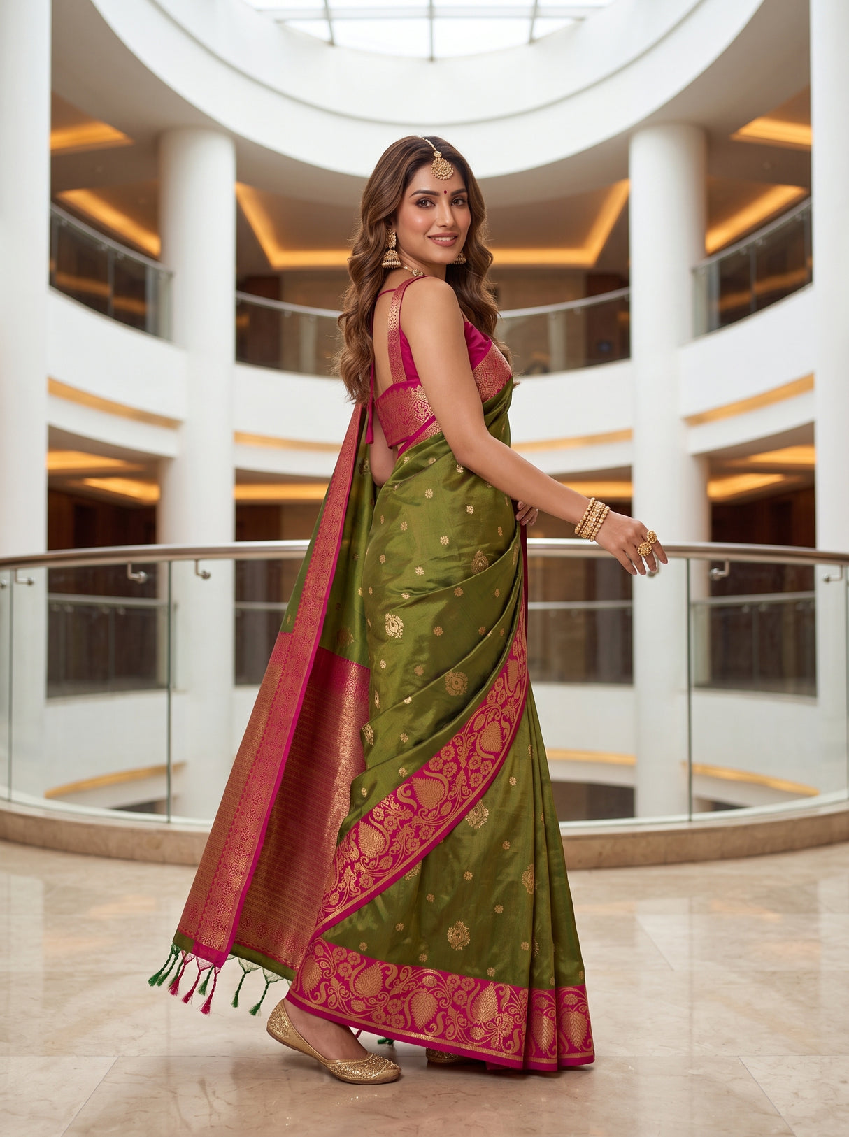 MIMOSA Olive Saree Saree — pose 9 styling detail
