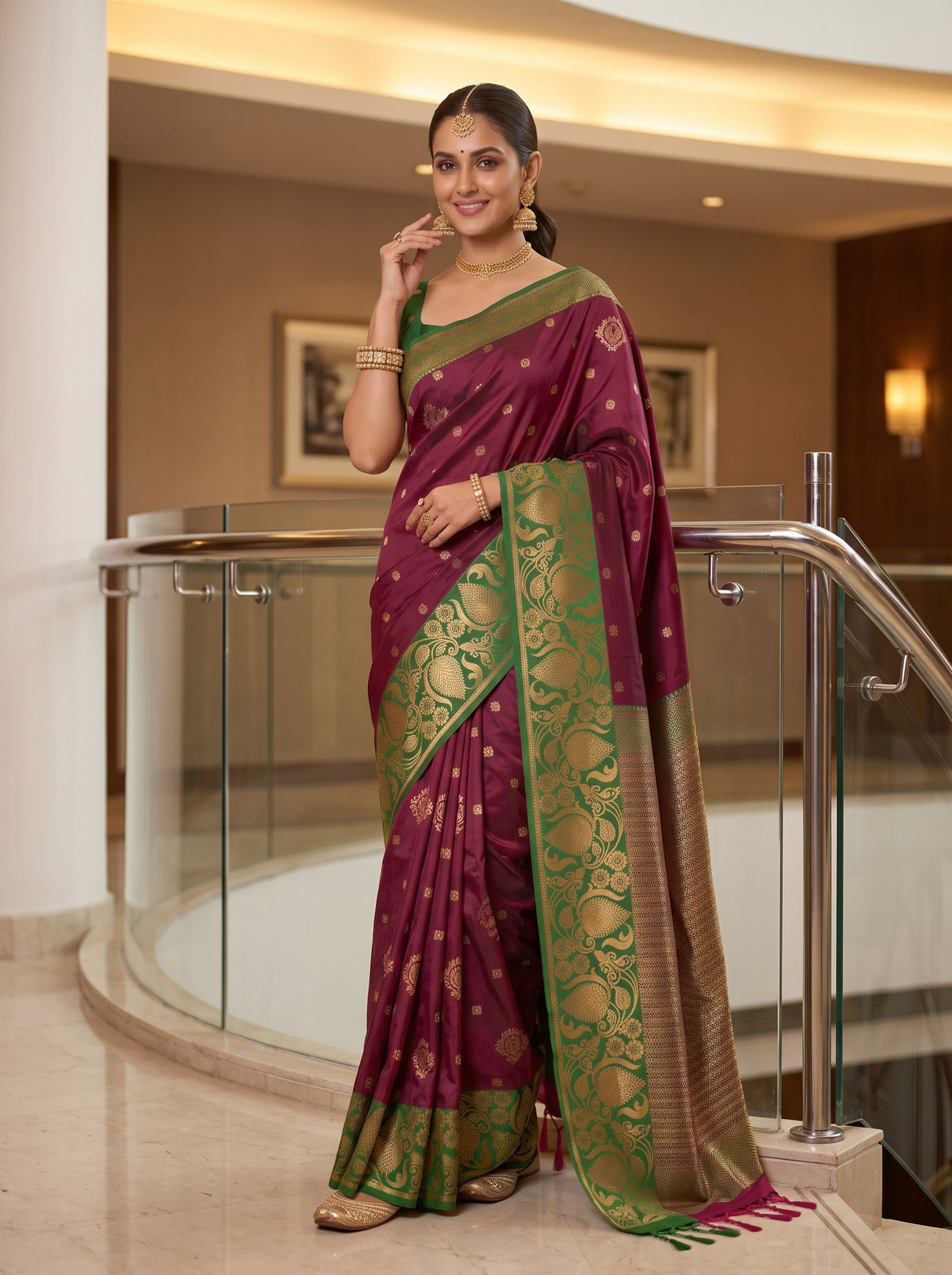 MIMOSA Wine Saree Saree — pose 5 styling detail