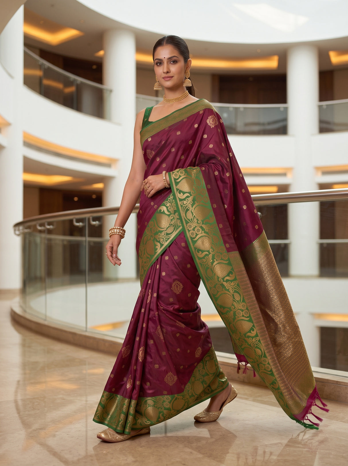 MIMOSA Wine Saree Saree — pose 6 styling detail