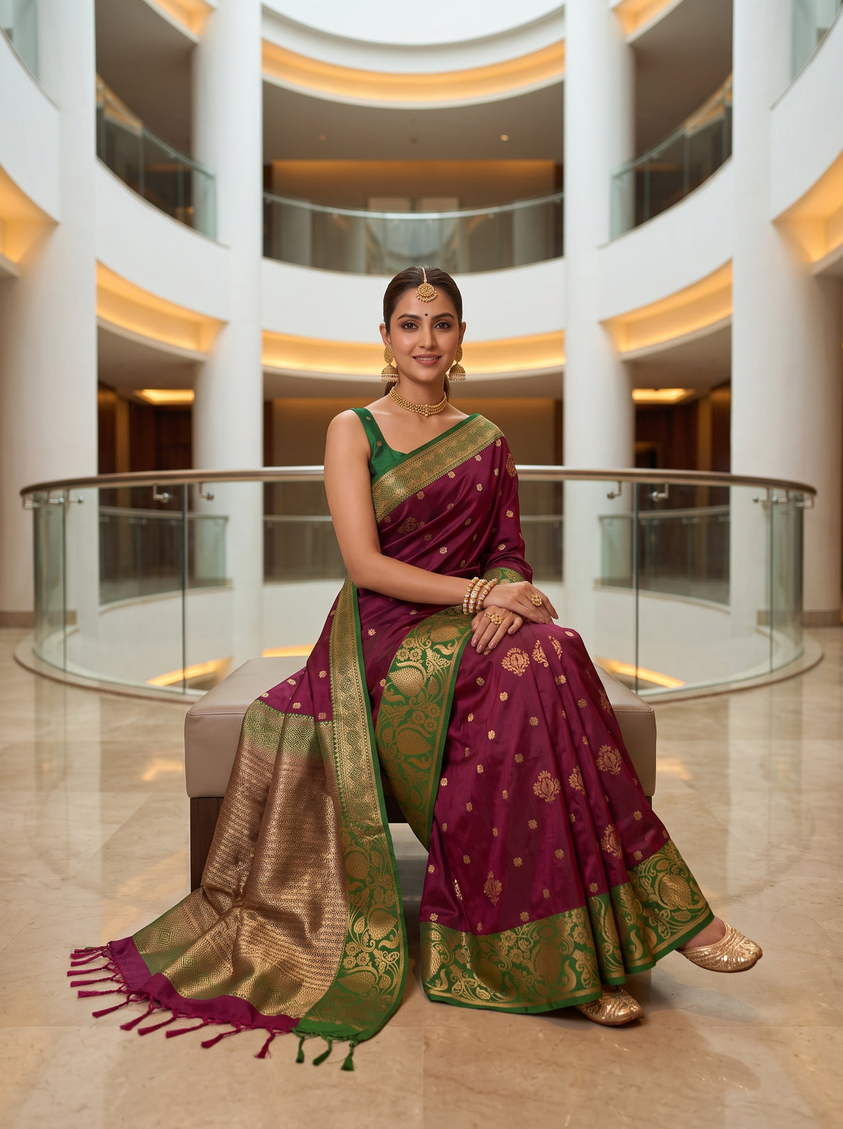 MIMOSA Wine Saree Saree — pose 8 styling detail