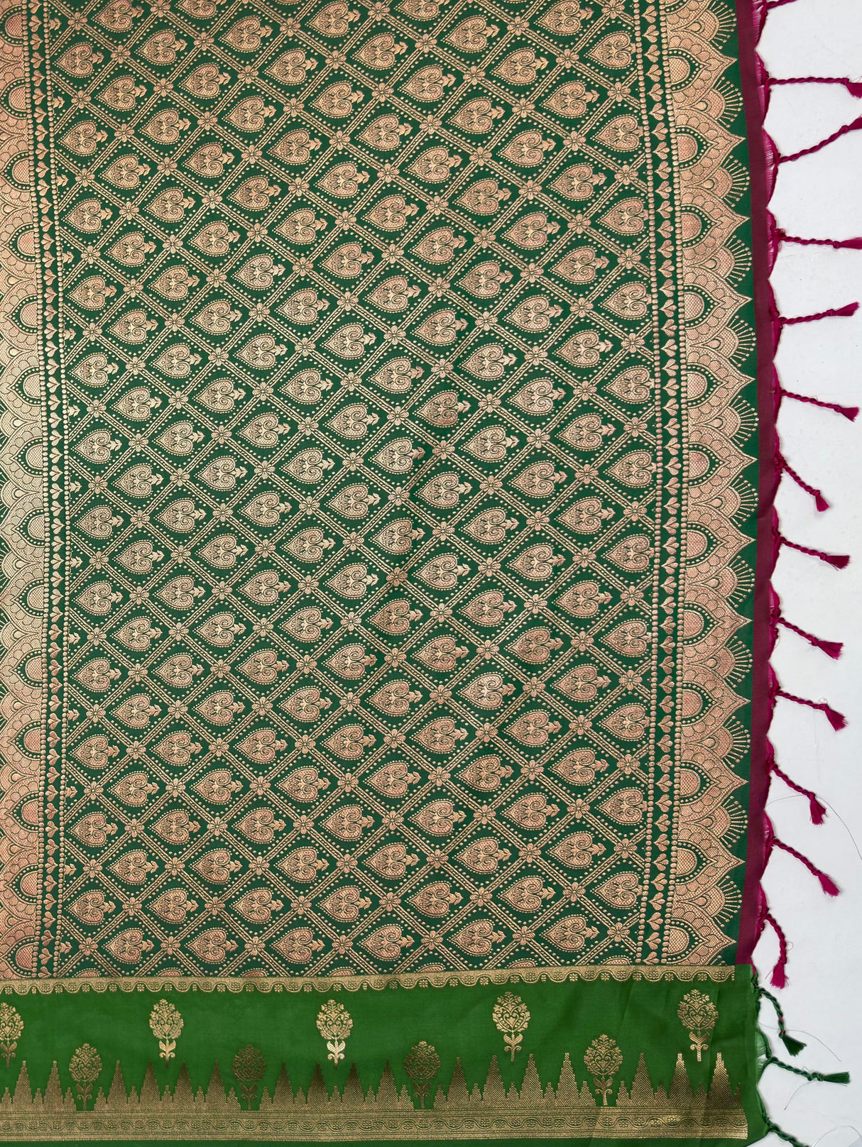 MIMOSA Wine Kanjivaram Art Silk Saree — pallu and zari work detail