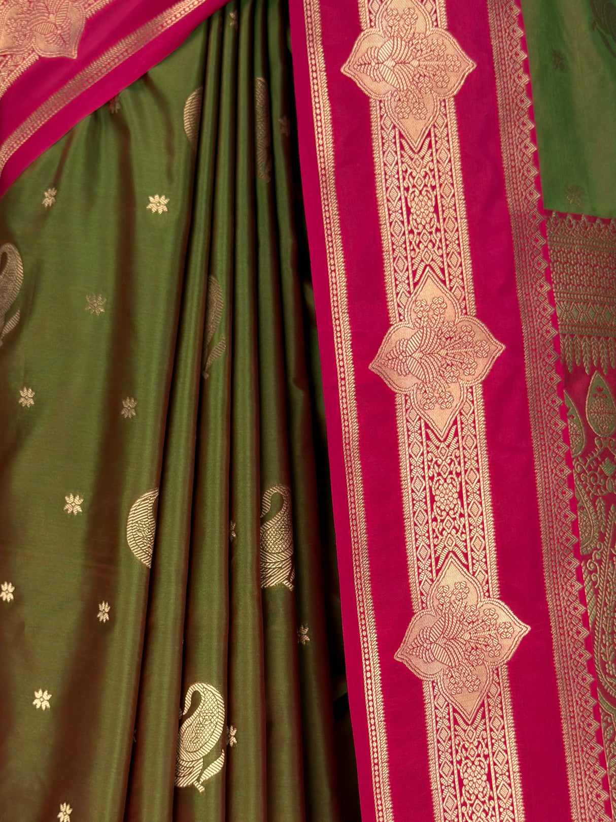 MIMOSA Olive Kanjivaram Art Silk Saree — fleets shot full lifestyle
