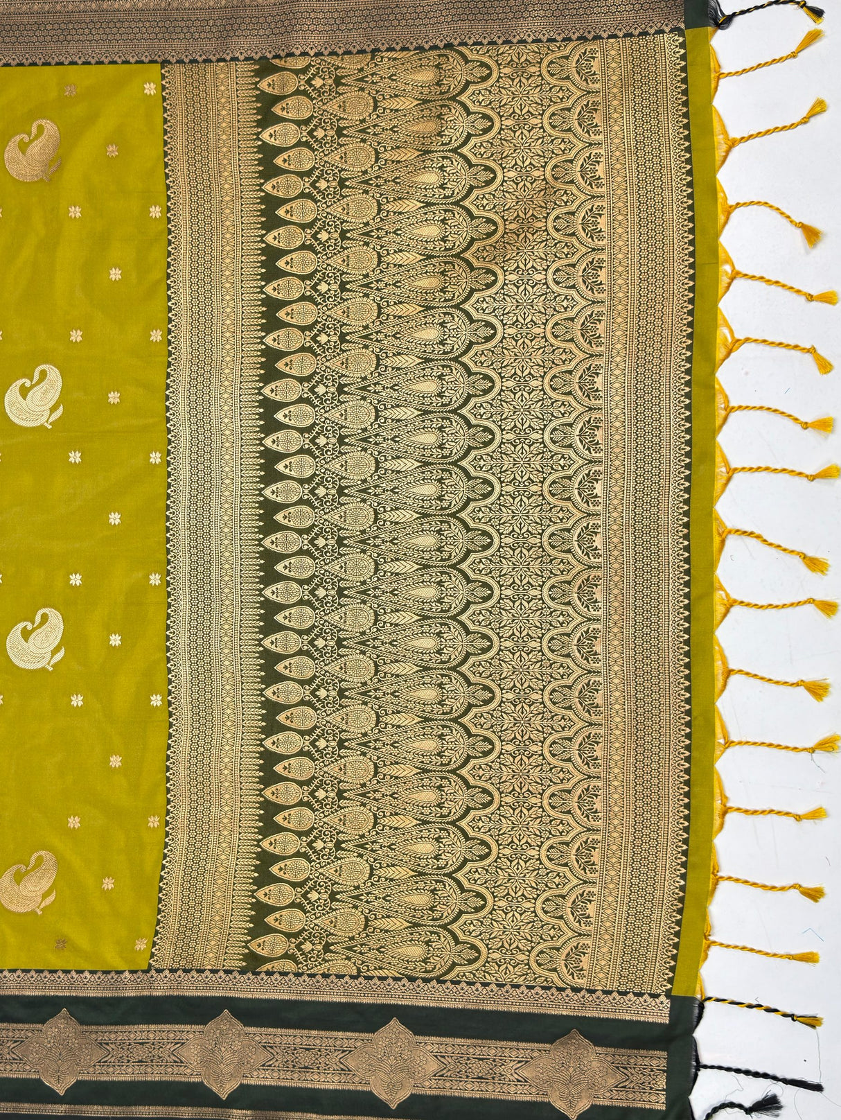 MIMOSA Pista Kanjivaram Art Silk Saree — pallu and zari work detail