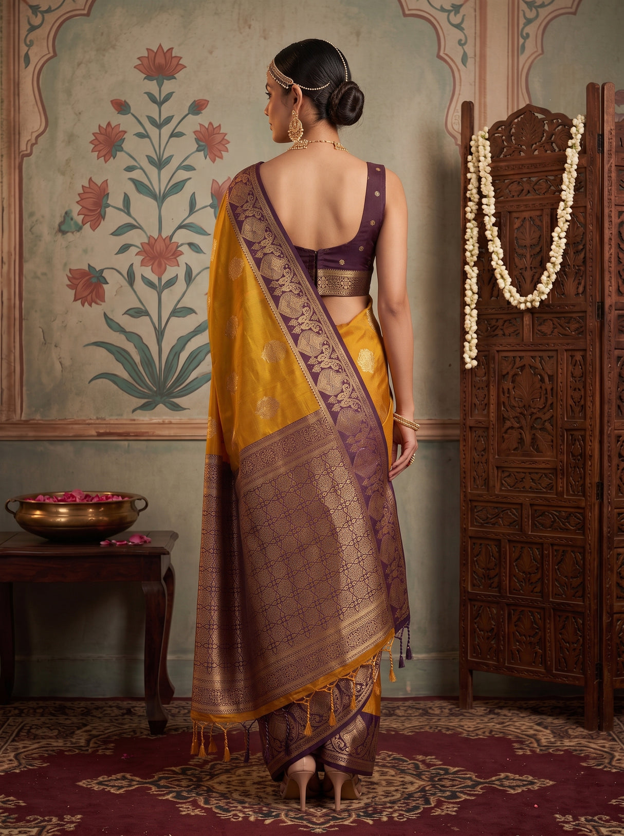 MIMOSA Mustard Saree Saree — pose 2 styling detail