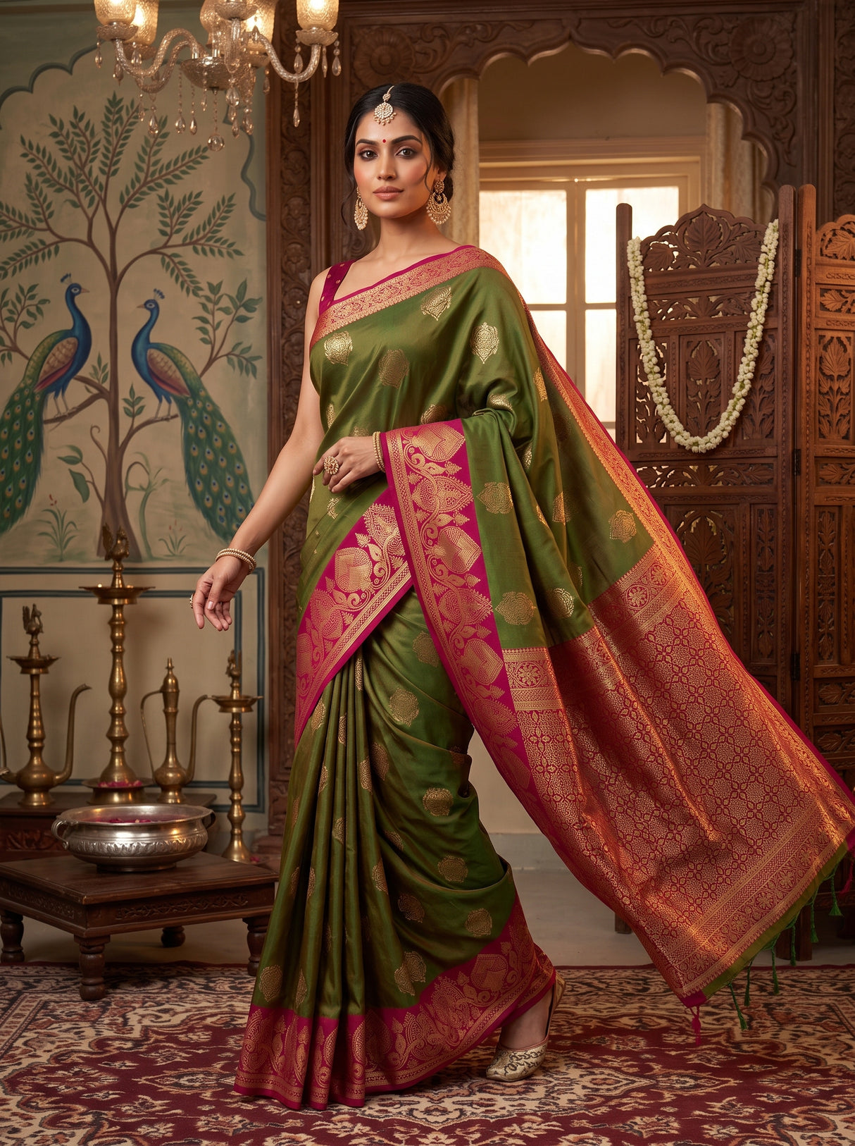 MIMOSA Olive Saree Saree — pose 6 styling detail