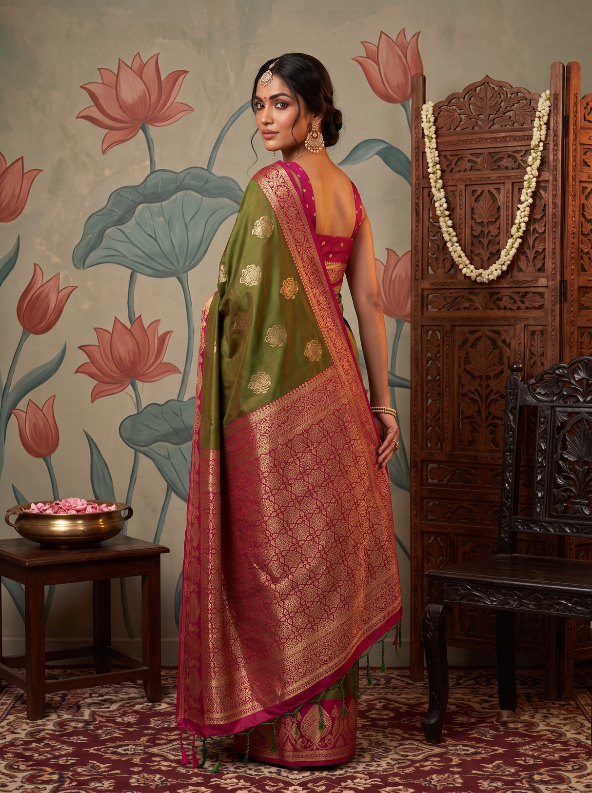 MIMOSA Olive Saree Saree — pose 7 styling detail