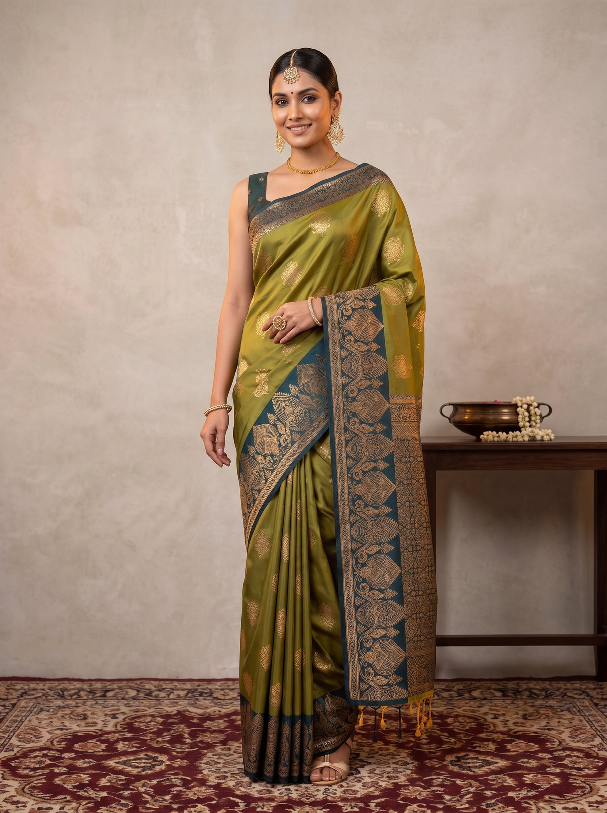 MIMOSA Pista Saree Saree — pose 10 styling detail