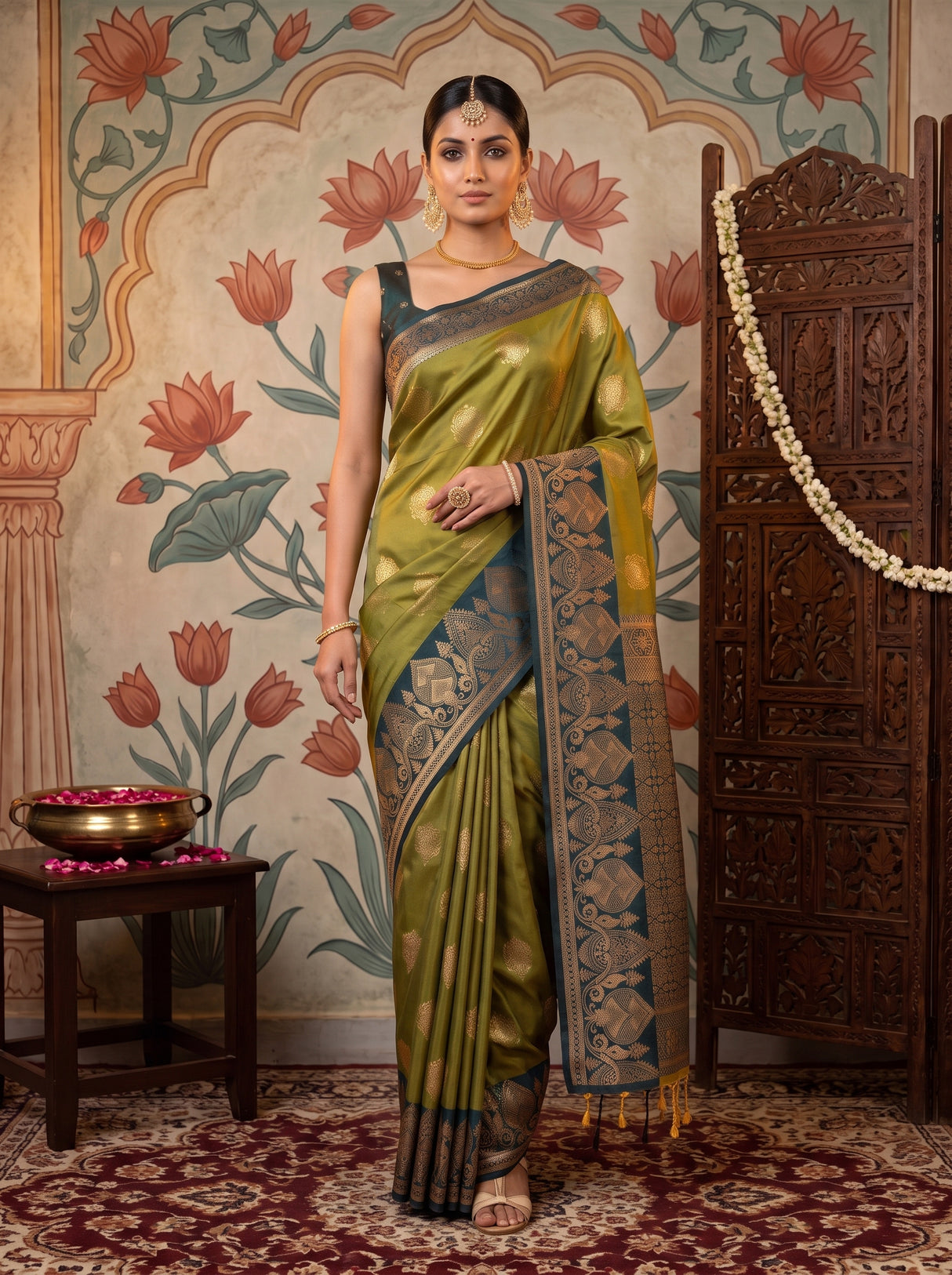 MIMOSA Pista Saree Saree — pose 6 styling detail