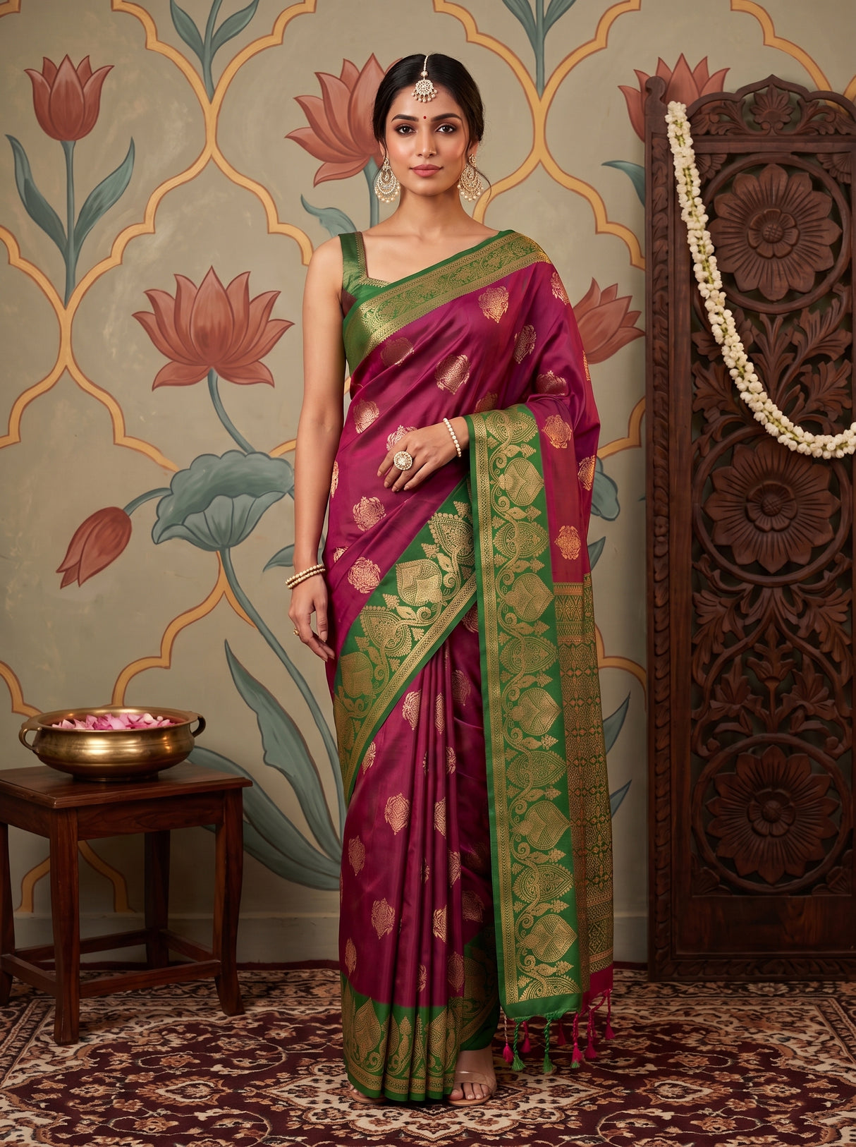 MIMOSA Wine Saree Saree — pose 10 styling detail