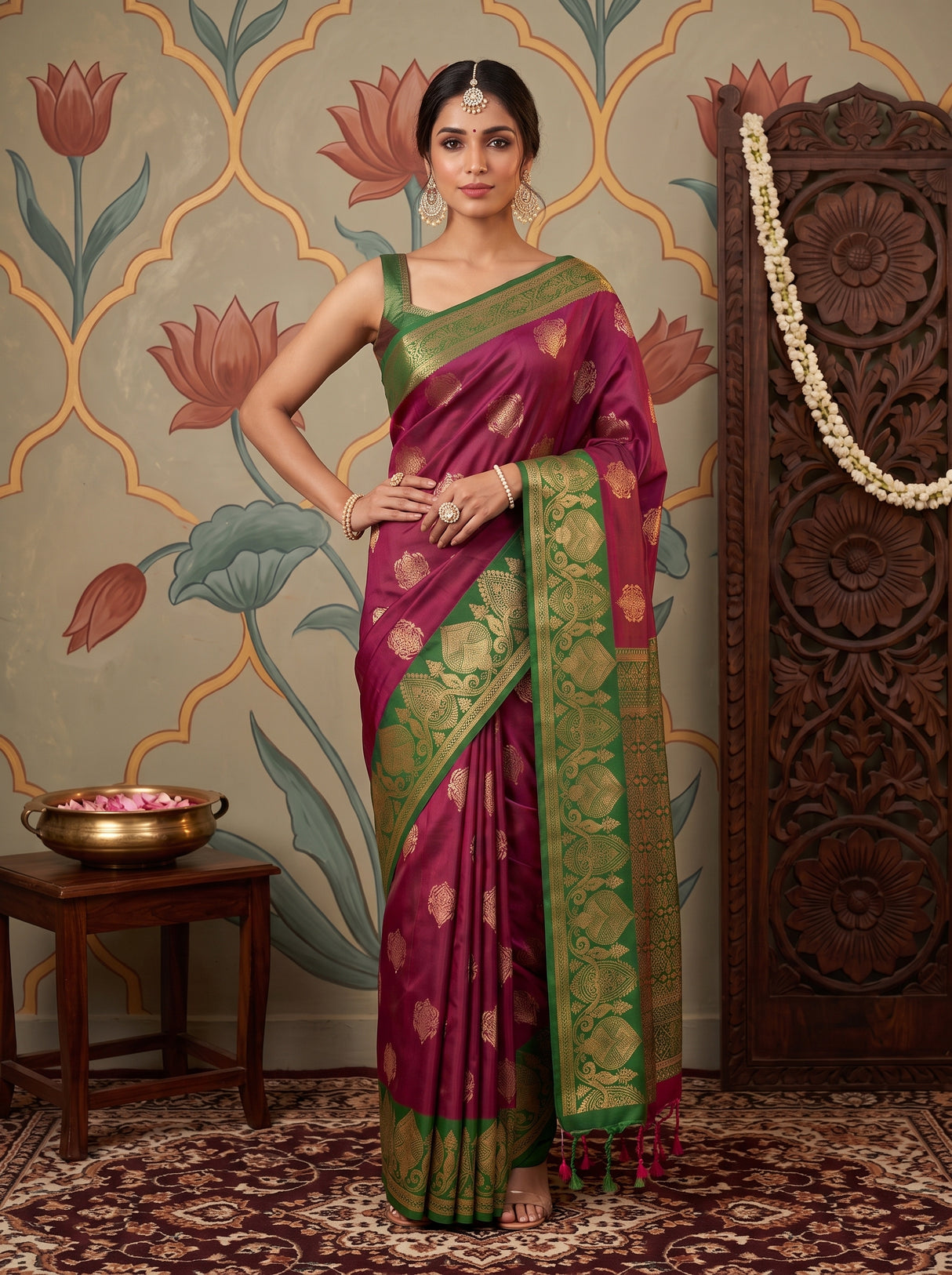 MIMOSA Wine Saree Saree — pose 4 styling detail