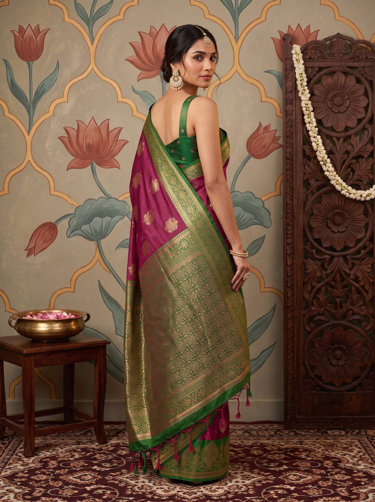 MIMOSA Wine Saree Saree — pose 7 styling detail