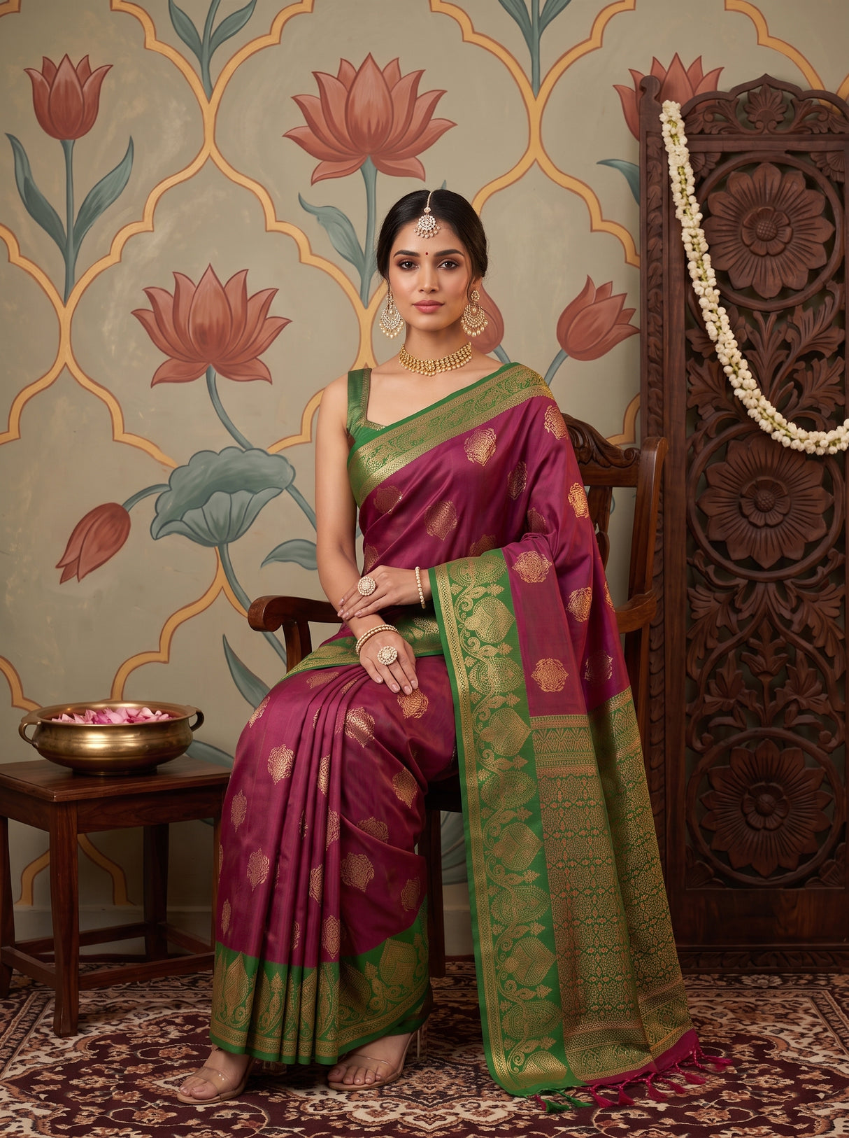 MIMOSA Wine Saree Saree — pose 8 styling detail