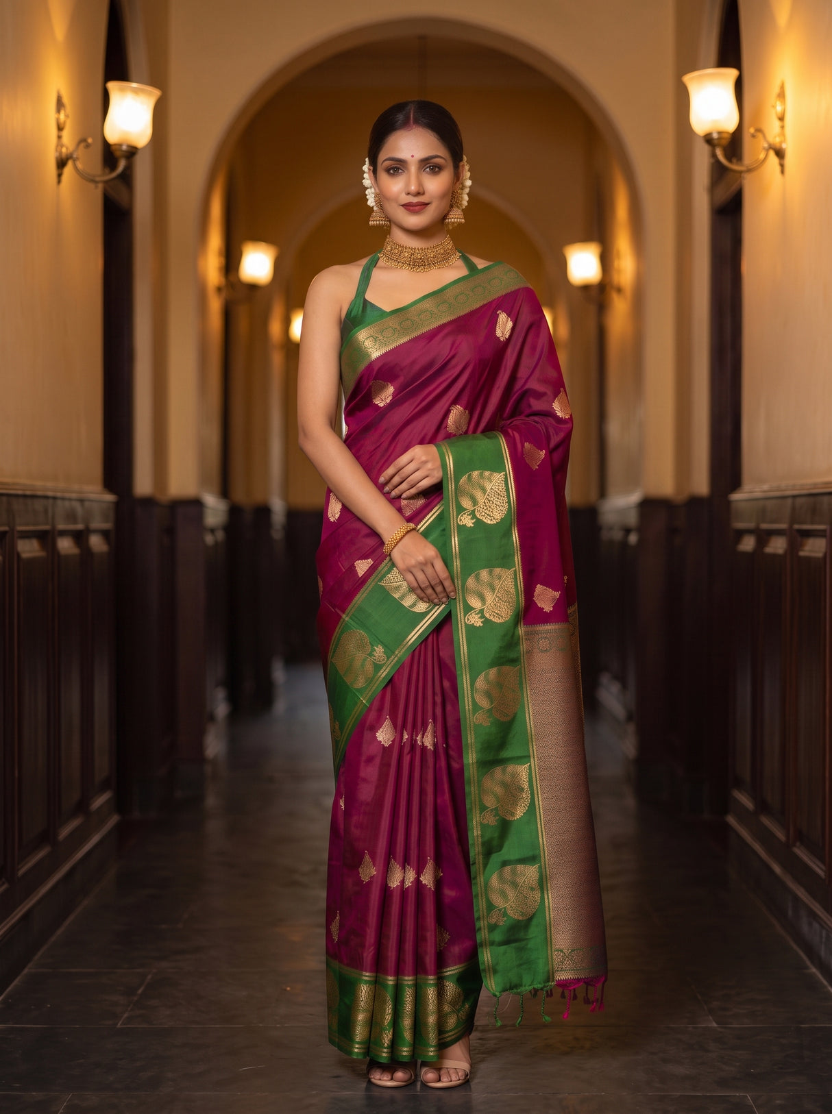 MIMOSA Wine Saree Saree — pose 4 styling detail