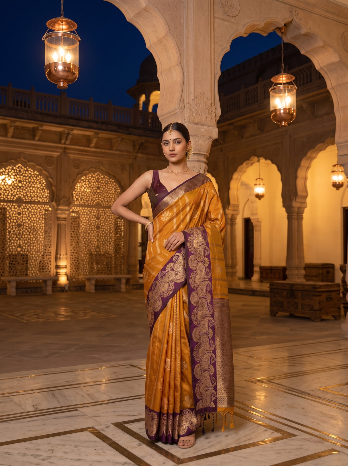 MIMOSA Mustard Saree Saree — pose 4 styling detail