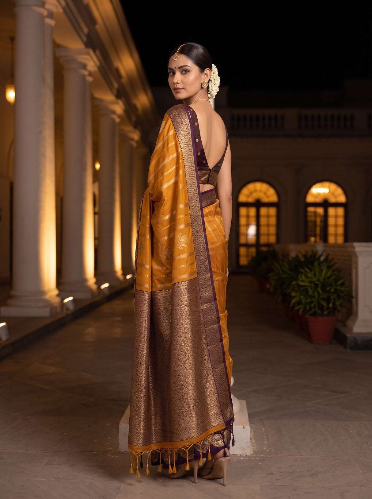 MIMOSA Mustard Saree Saree — pose 7 styling detail