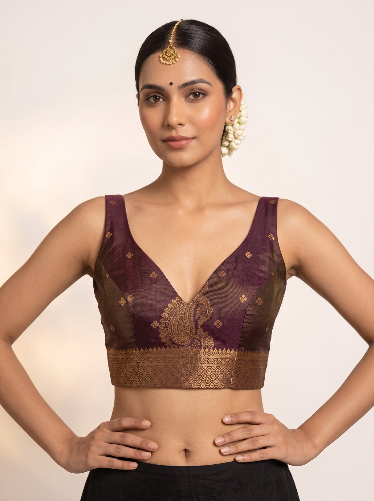 MIMOSA Mustard Saree Saree — blouse close-up
