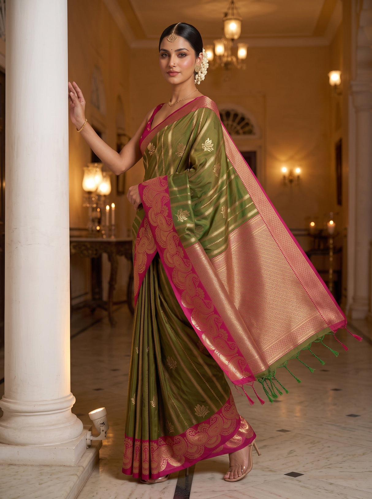 MIMOSA Olive Saree Saree — pose 9 styling detail