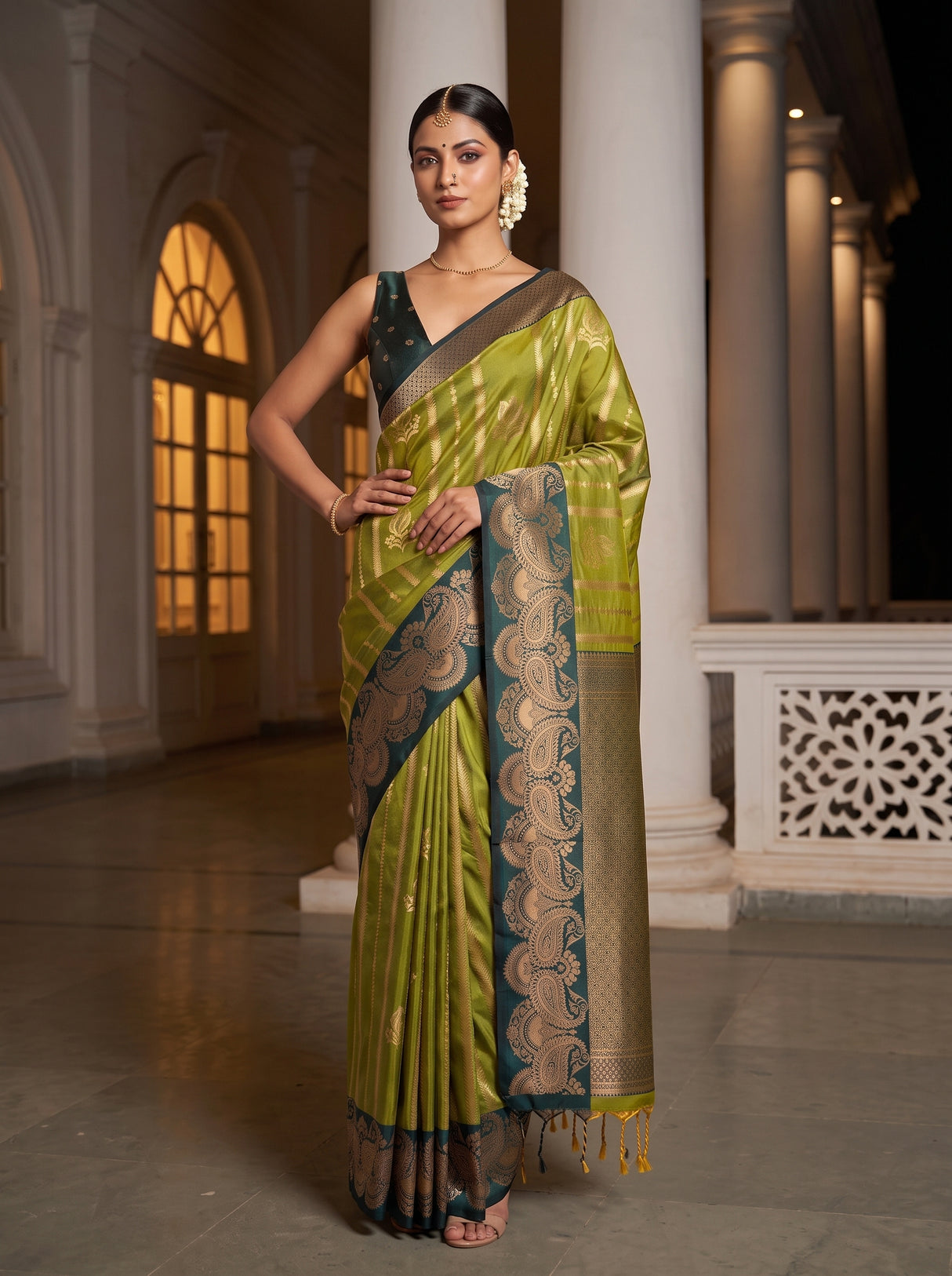 MIMOSA Pista Saree Saree — pose 4 styling detail