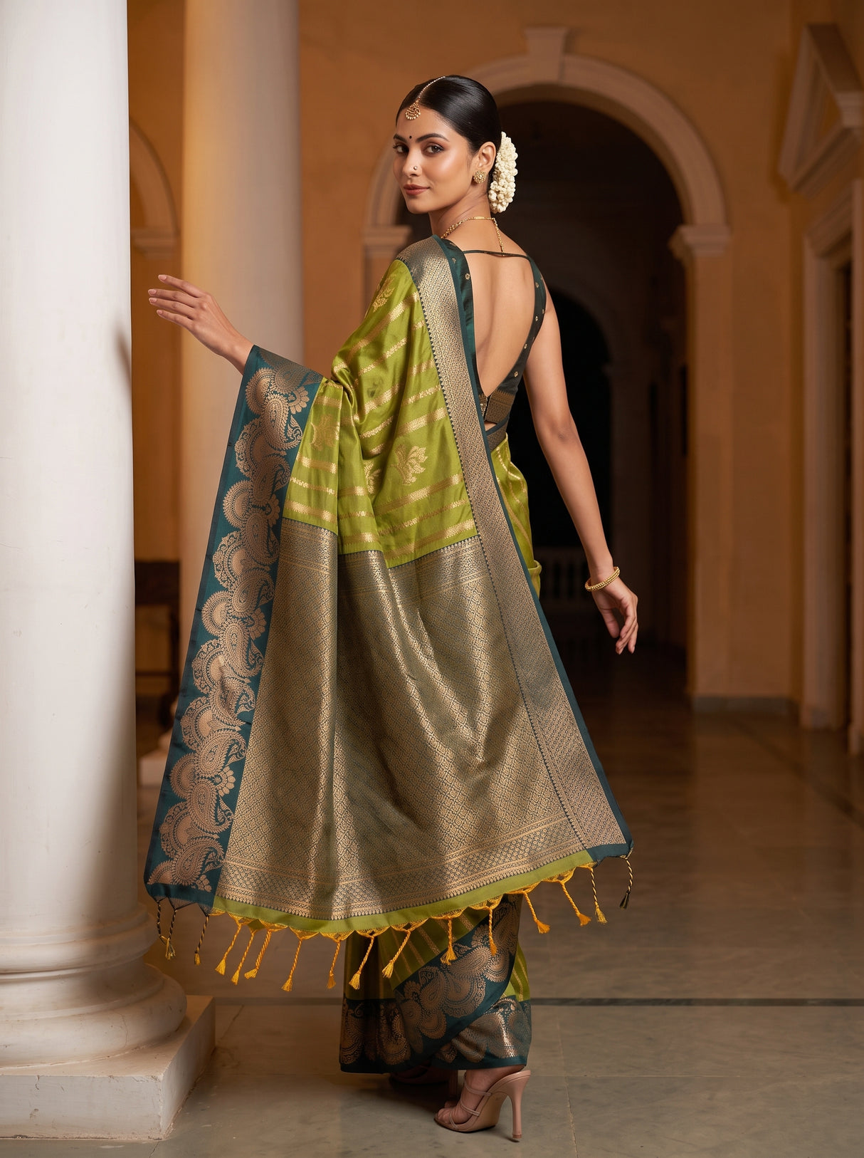 MIMOSA Pista Saree Saree — pose 9 styling detail