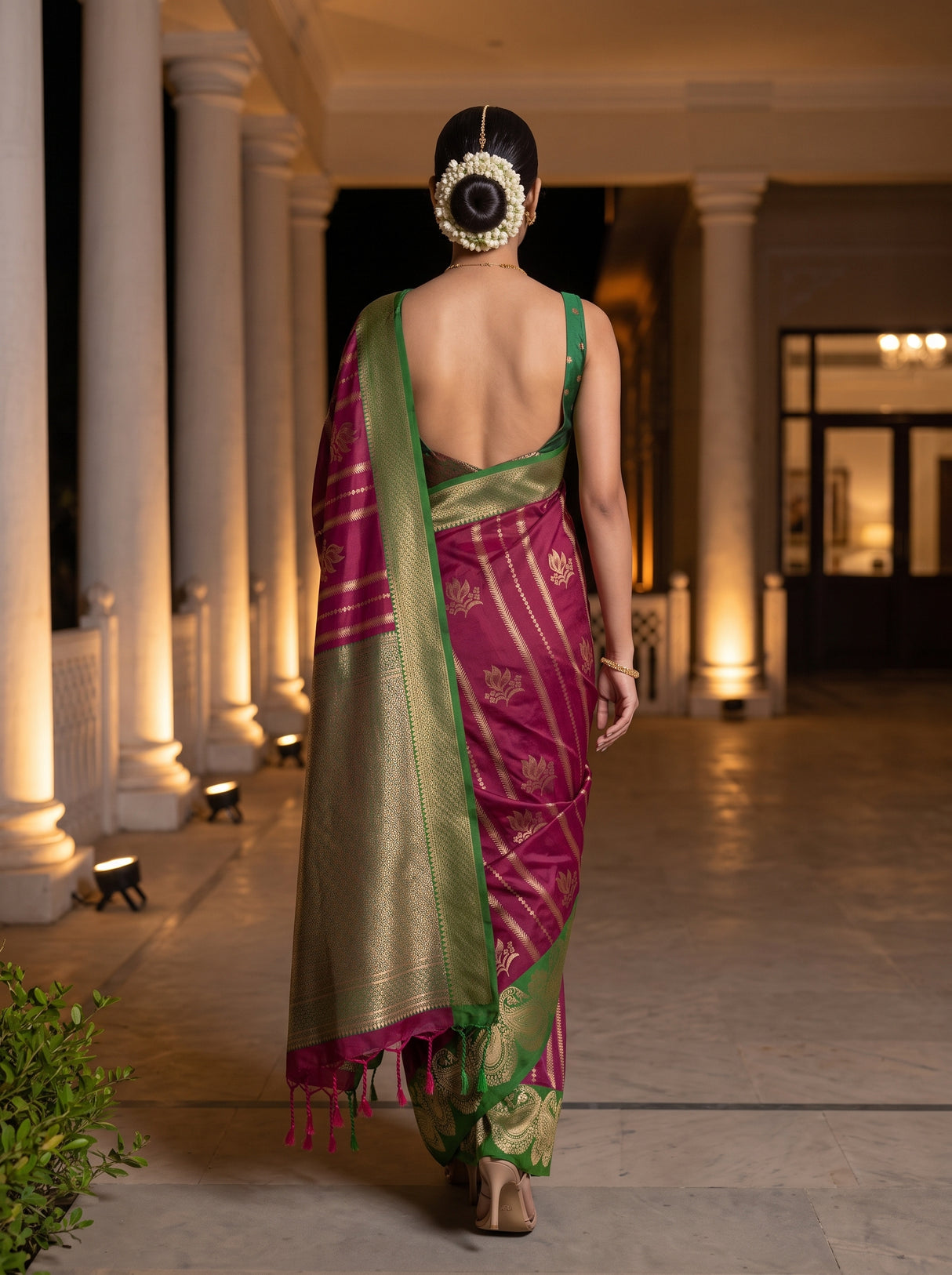 MIMOSA Wine Saree Saree — pose 2 styling detail